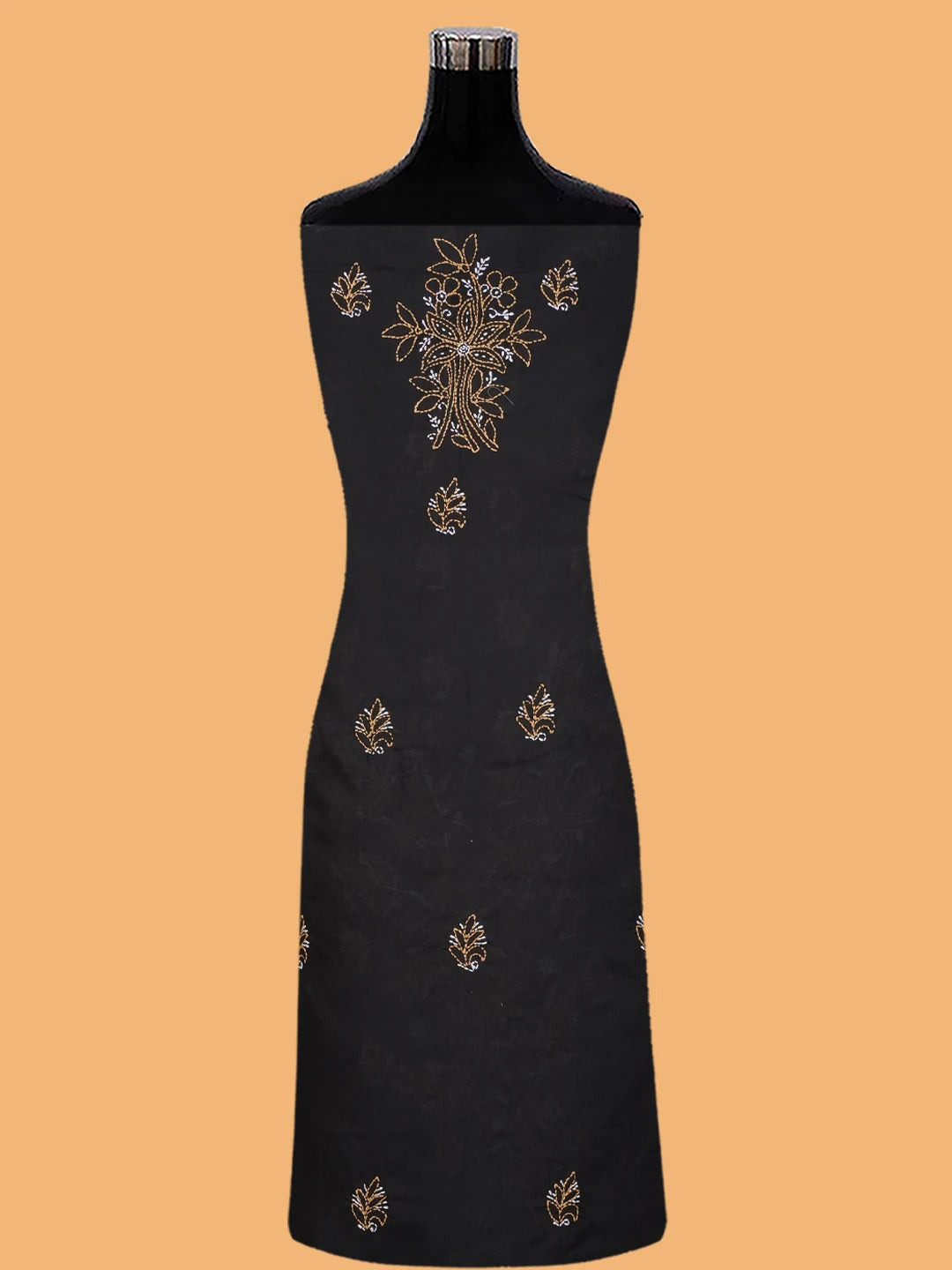 Ada Hand Embroidered Black Cotton Lucknowi Chikankari Unstitched Suit Piece 01A705373