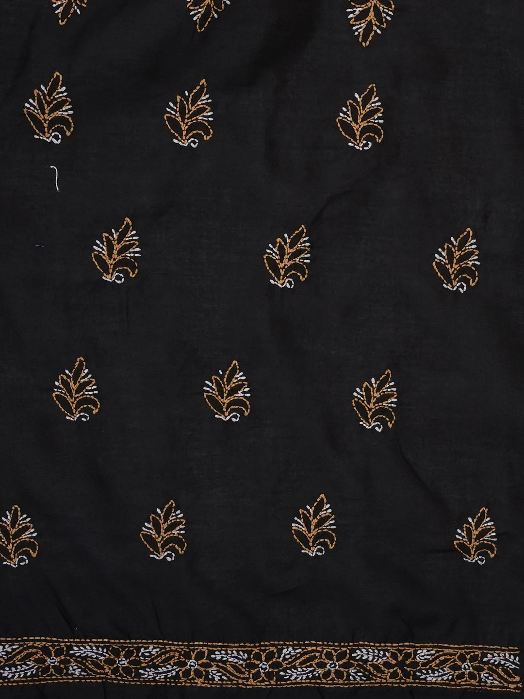Ada Hand Embroidered Black Cotton Lucknowi Chikankari Unstitched Suit Piece 01A705373