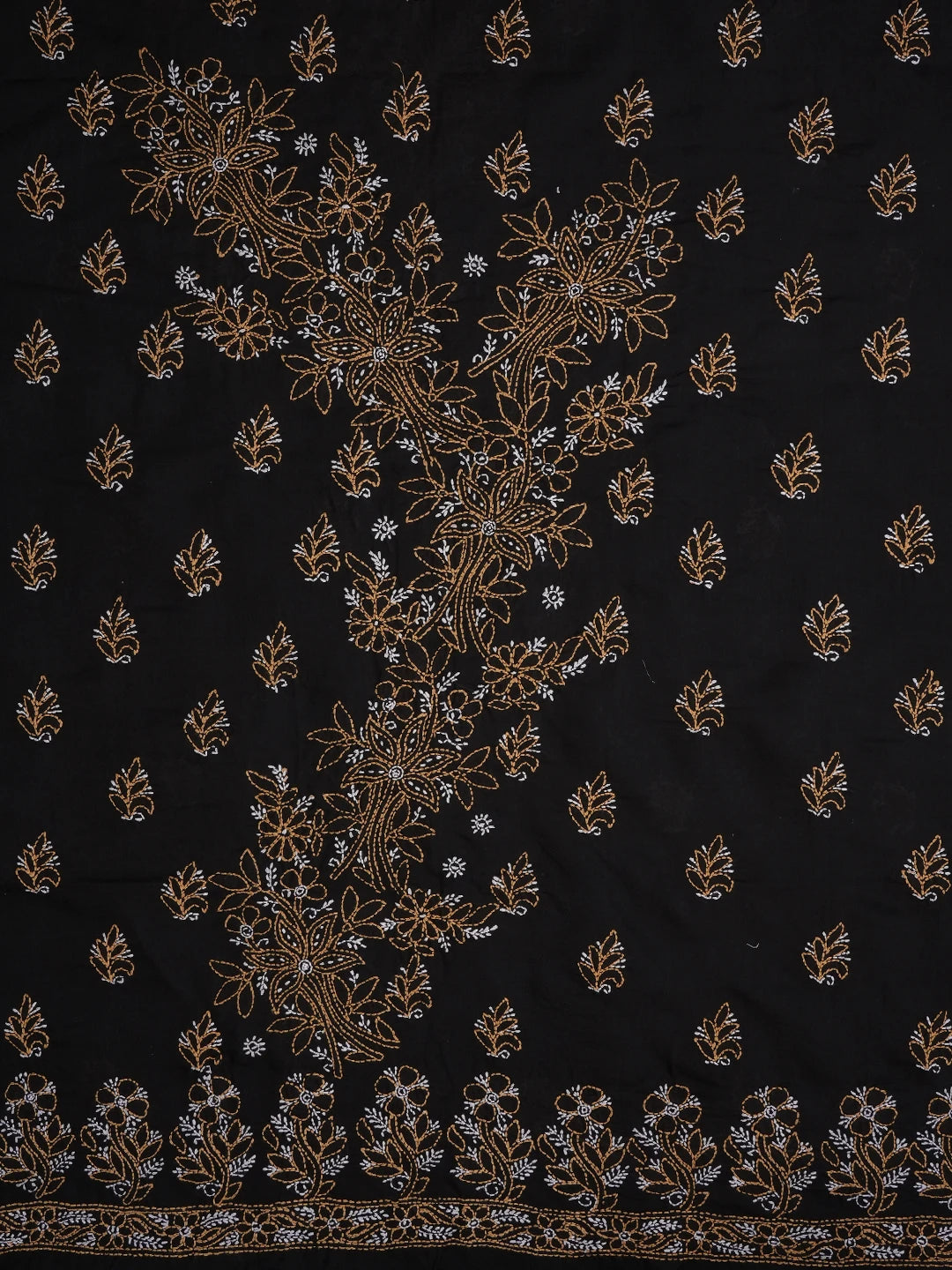 Ada Hand Embroidered Black Cotton Lucknowi Chikankari Unstitched Suit Piece 01A705373