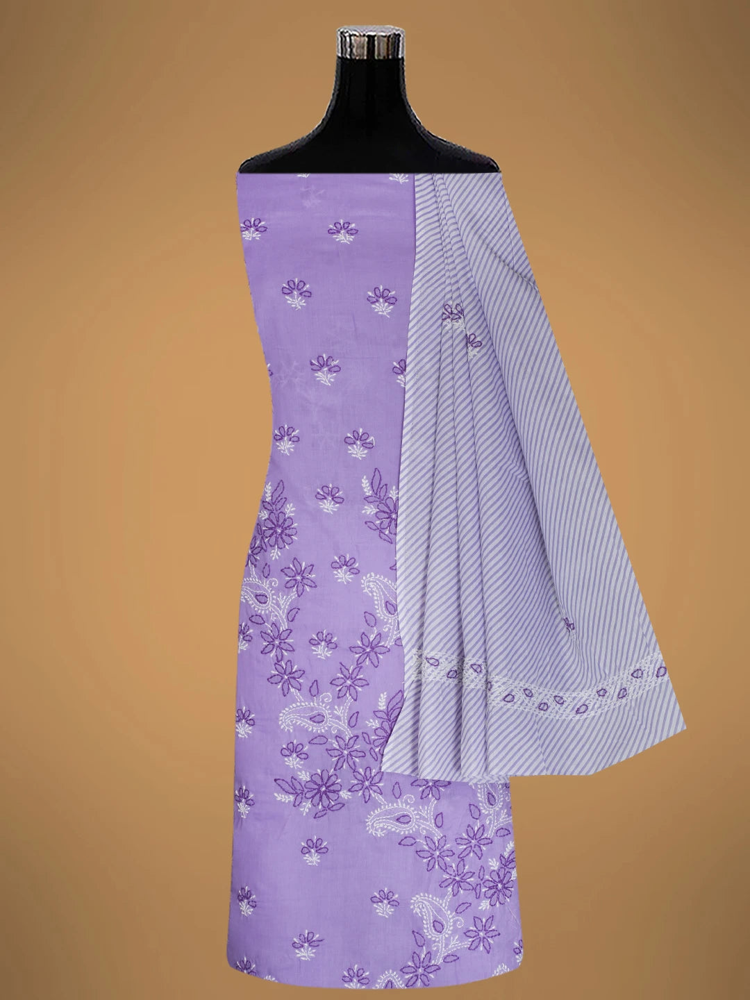 Ada Hand Embroidered Mauve Cotton Lucknowi Chikankari Unstitched Suit Piece 01A705372