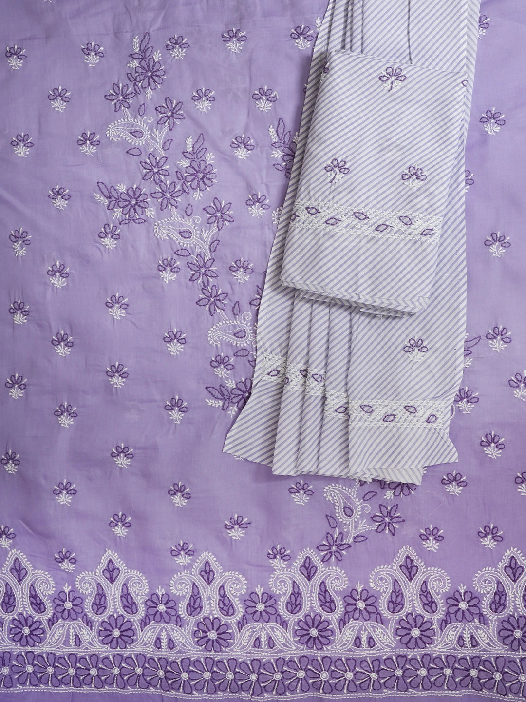 Ada Hand Embroidered Mauve Cotton Lucknowi Chikankari Unstitched Suit Piece 01A705372