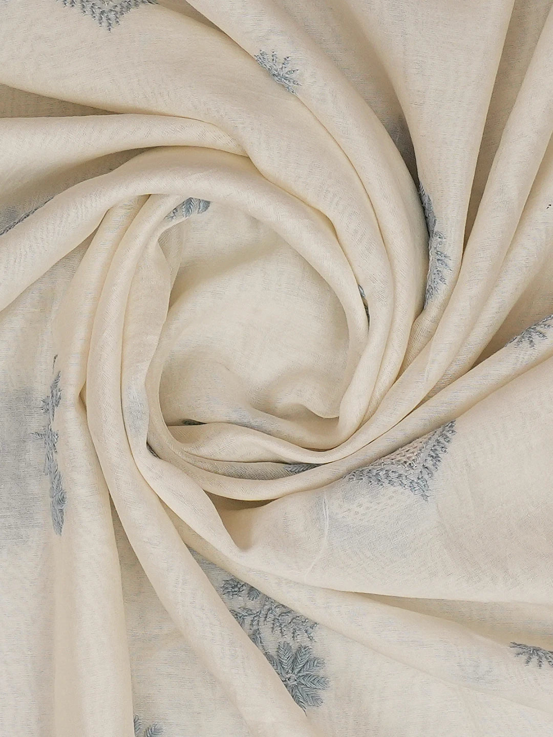 Ada Hand Embroidered White Chanderi Lucknowi Chikankari Dupatta 01A660961