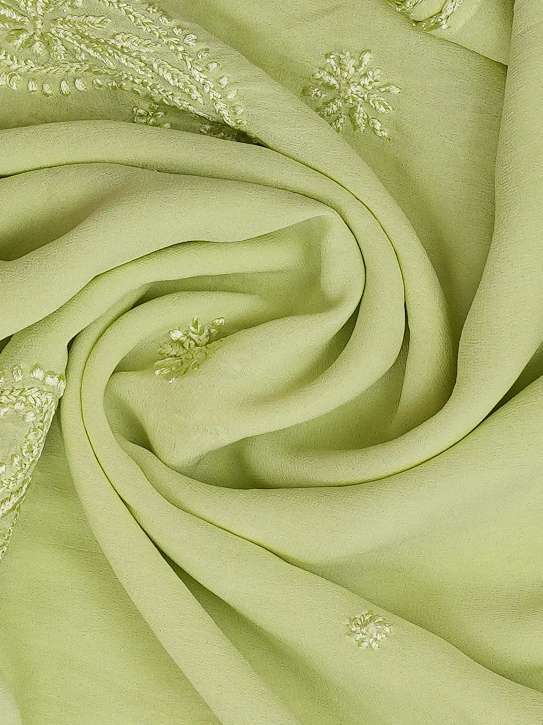Ada Hand Embroidered Green Viscose Georgette Lucknowi Chikankari Dupatta 01A619065