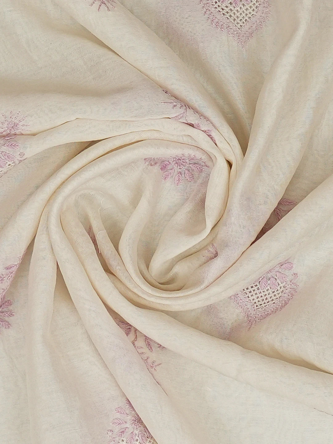 Ada Hand Embroidered White Chanderi Lucknowi Chikankari Dupatta 01A648840