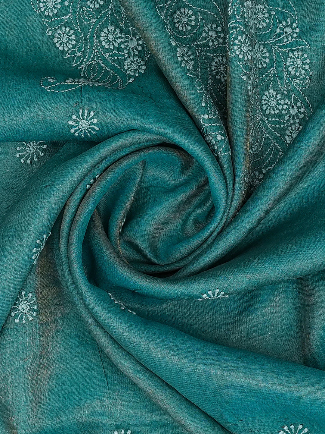 Ada Hand Embroidered Blue Tissue Silk Lucknowi Chikankari Dupatta With Sequins Work 01A676450