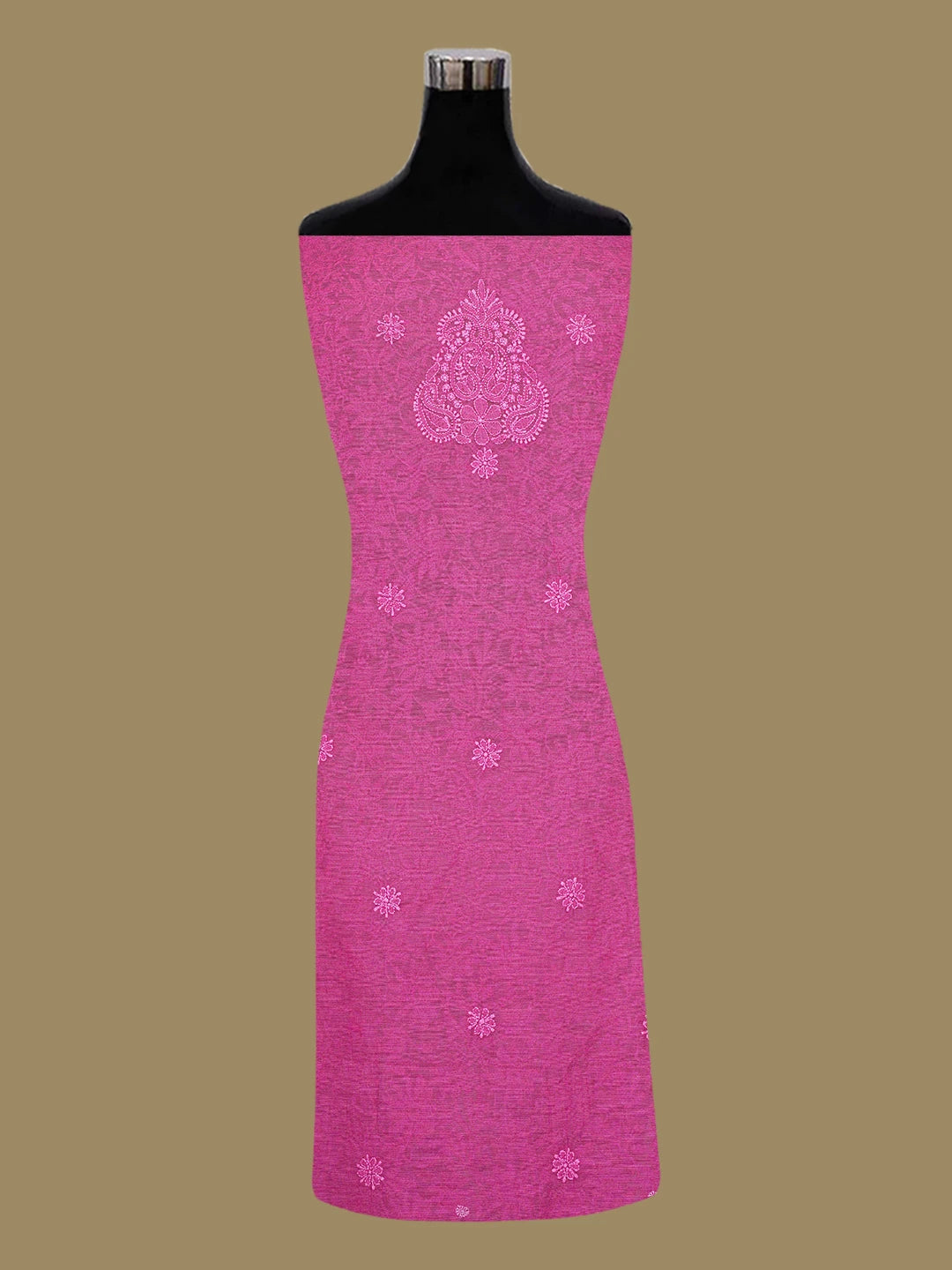 Ada Hand Embroidered Magenta Net Lucknowi Chikankari Unstitched Kurta Piece 01A191701