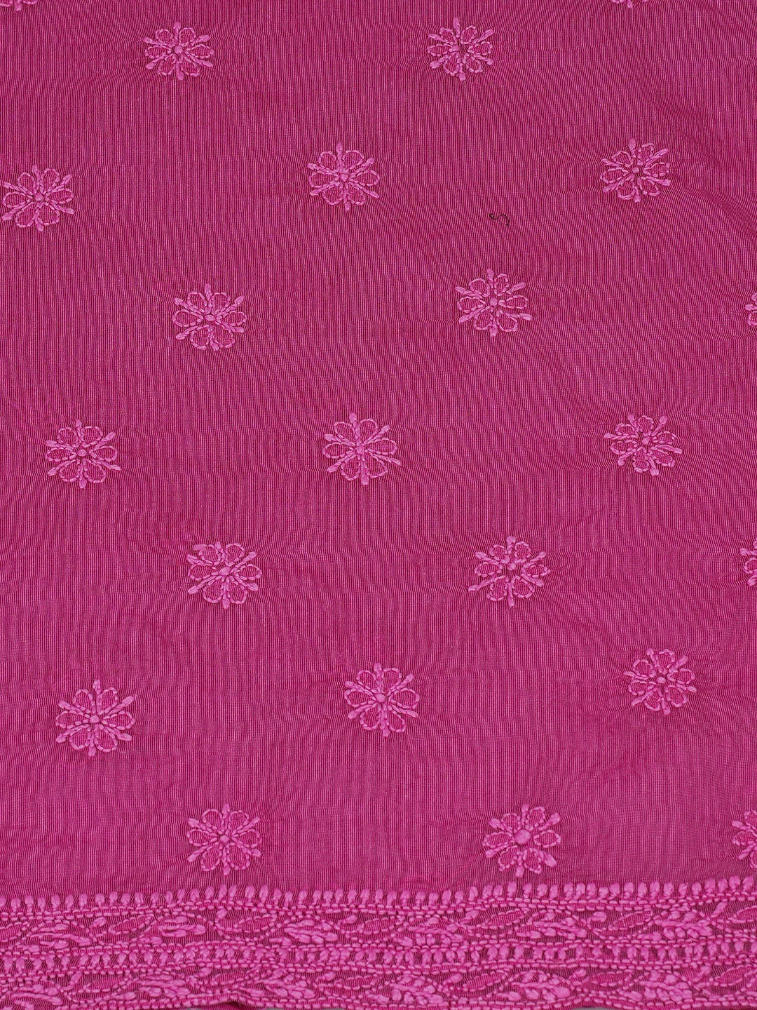 Ada Hand Embroidered Magenta Net Lucknowi Chikankari Unstitched Kurta Piece 01A191701