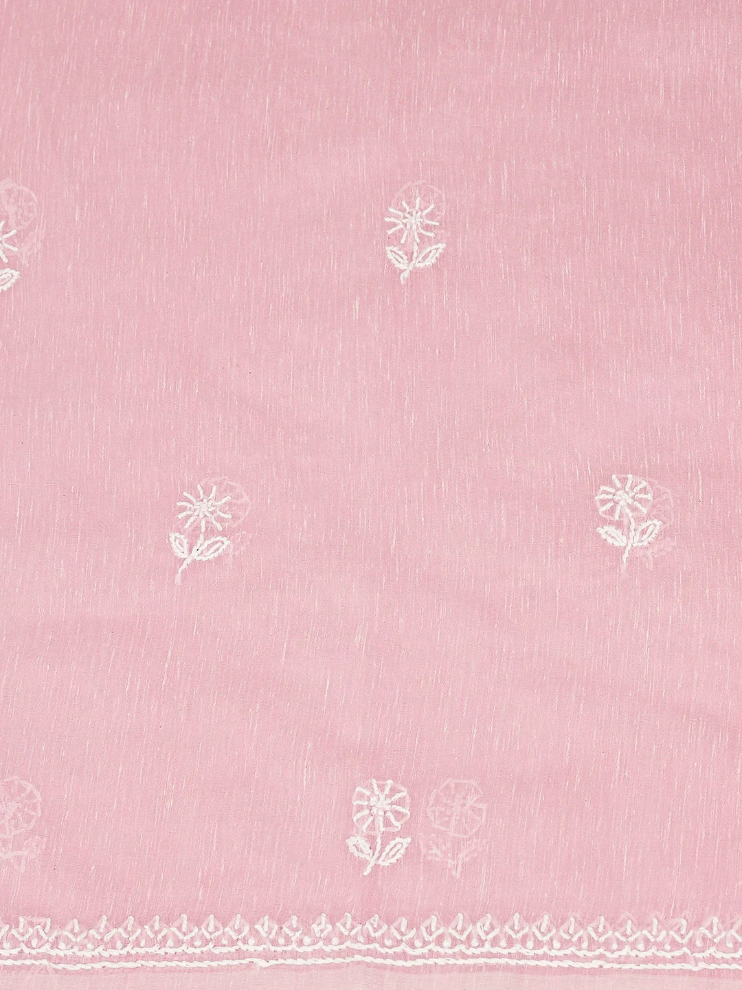Ada Hand Embroidered Pink Chanderi Lucknowi Chikankari Unstitched Kurta Dupatta Set 01A677263