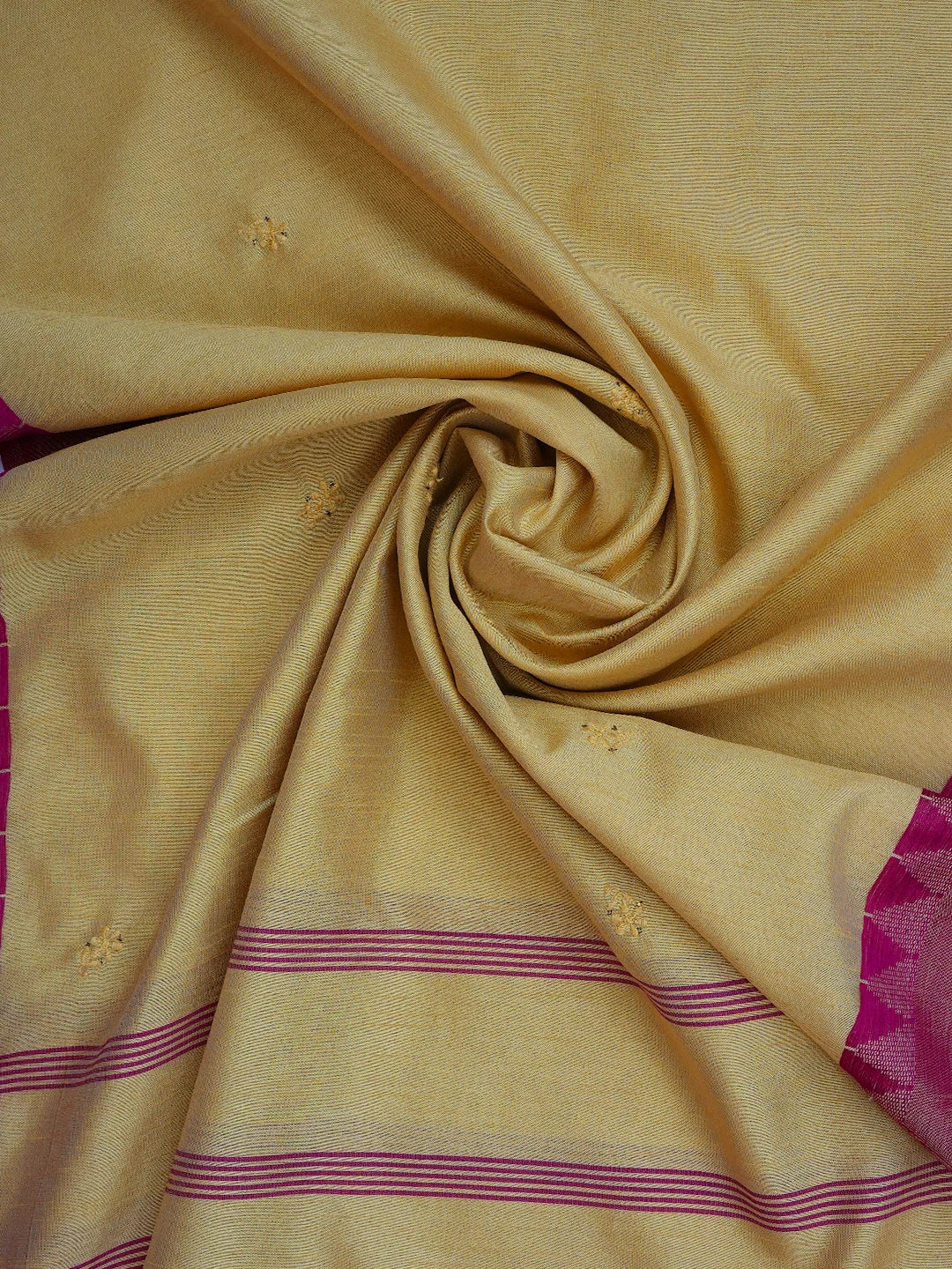 Ada Hand Embroidered Fawn Silk Lucknowi Chikankari Dupatta With Mukaish Work 01A218071