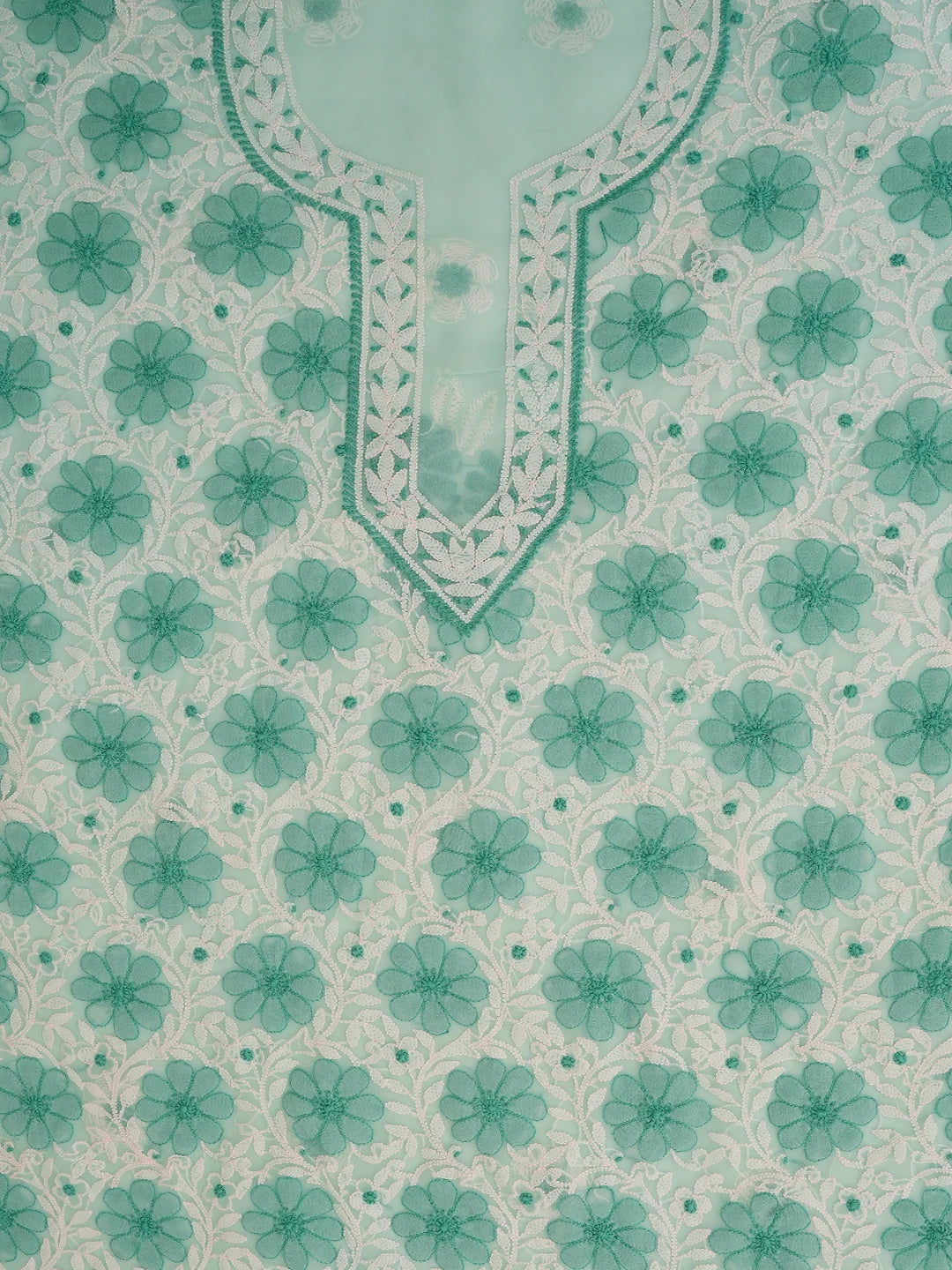 Ada Hand Embroidered Light Green Georgette Lucknowi Chikankari Unstitched Suit Piece 01A696680