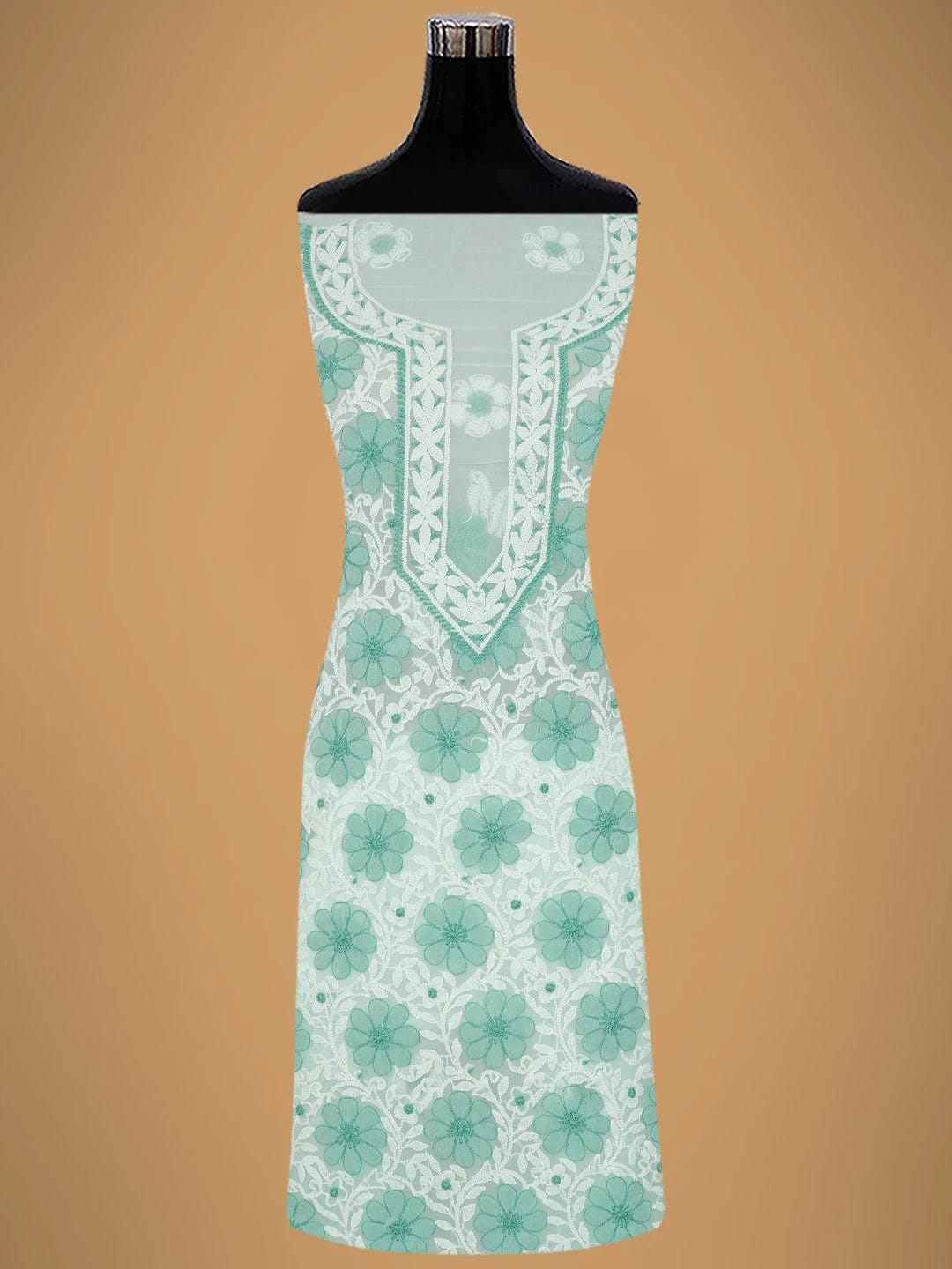 Ada Hand Embroidered Light Green Georgette Lucknowi Chikankari Unstitched Suit Piece 01A696680