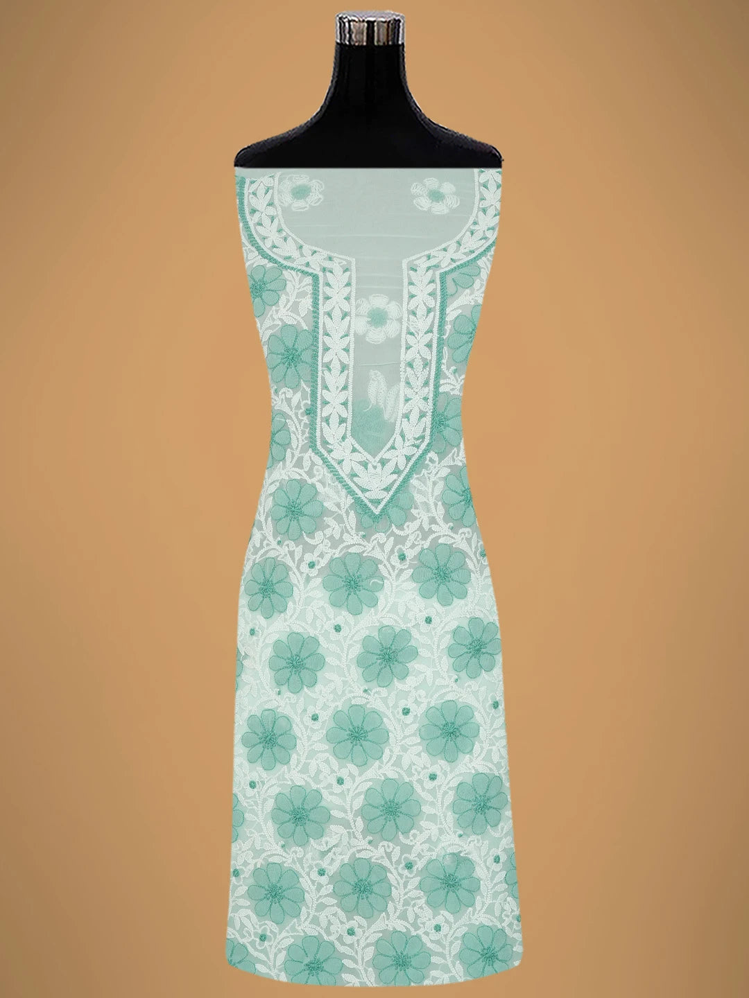 Ada Hand Embroidered Light Green Georgette Lucknowi Chikankari Unstitched Suit Piece 01A696680