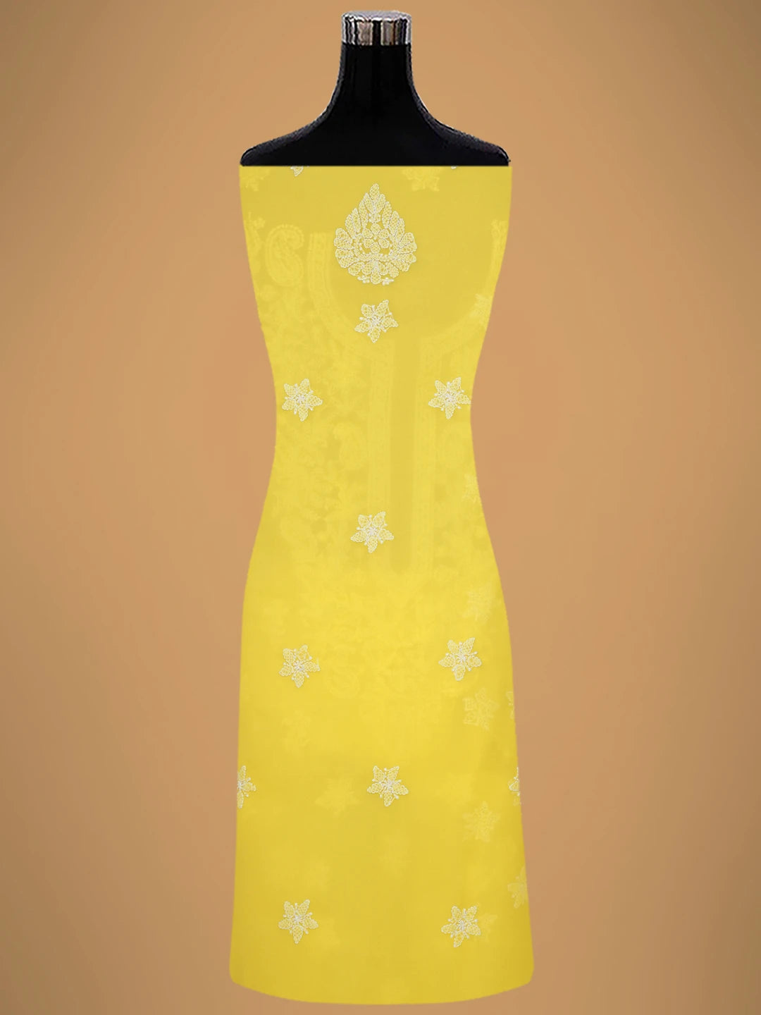 Ada Hand Embroidered Yellow Georgette Lucknowi Chikankari Unstitched Suit Piece 01A696557