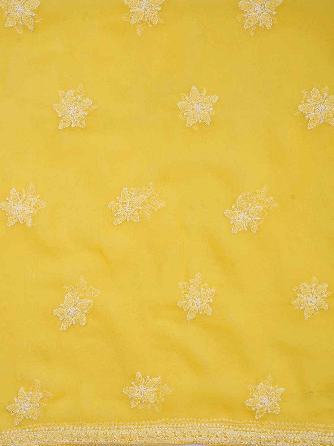 Ada Hand Embroidered Yellow Georgette Lucknowi Chikankari Unstitched Suit Piece 01A696557