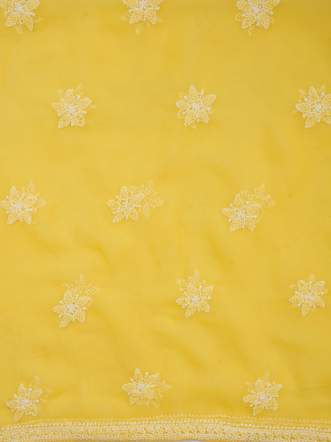 Ada Hand Embroidered Yellow Georgette Lucknowi Chikankari Unstitched Suit Piece 01A696557