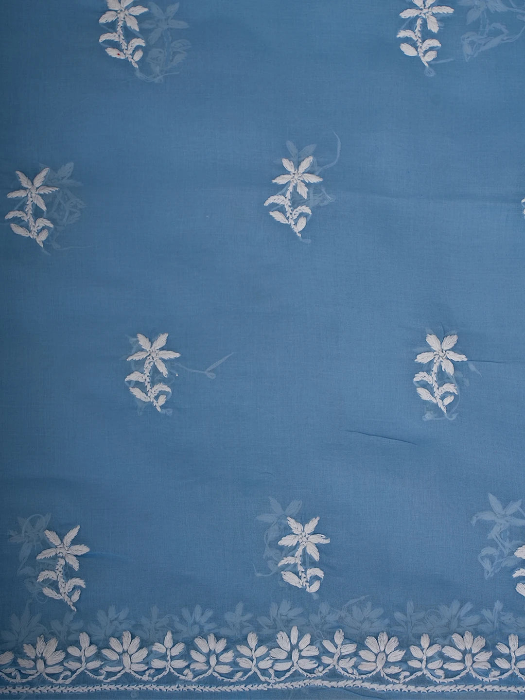 Ada Hand Embroidered Baby Blue Cotton Lucknowi Chikankari Unstitched Kurta Piece 01A702252