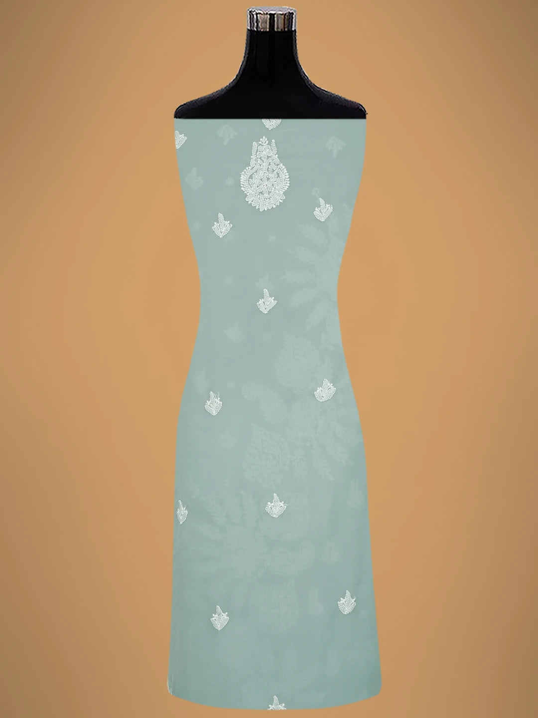 Ada Hand Embroidered Grey Georgette Lucknowi Chikankari Unstitched Suit Piece 01A696605