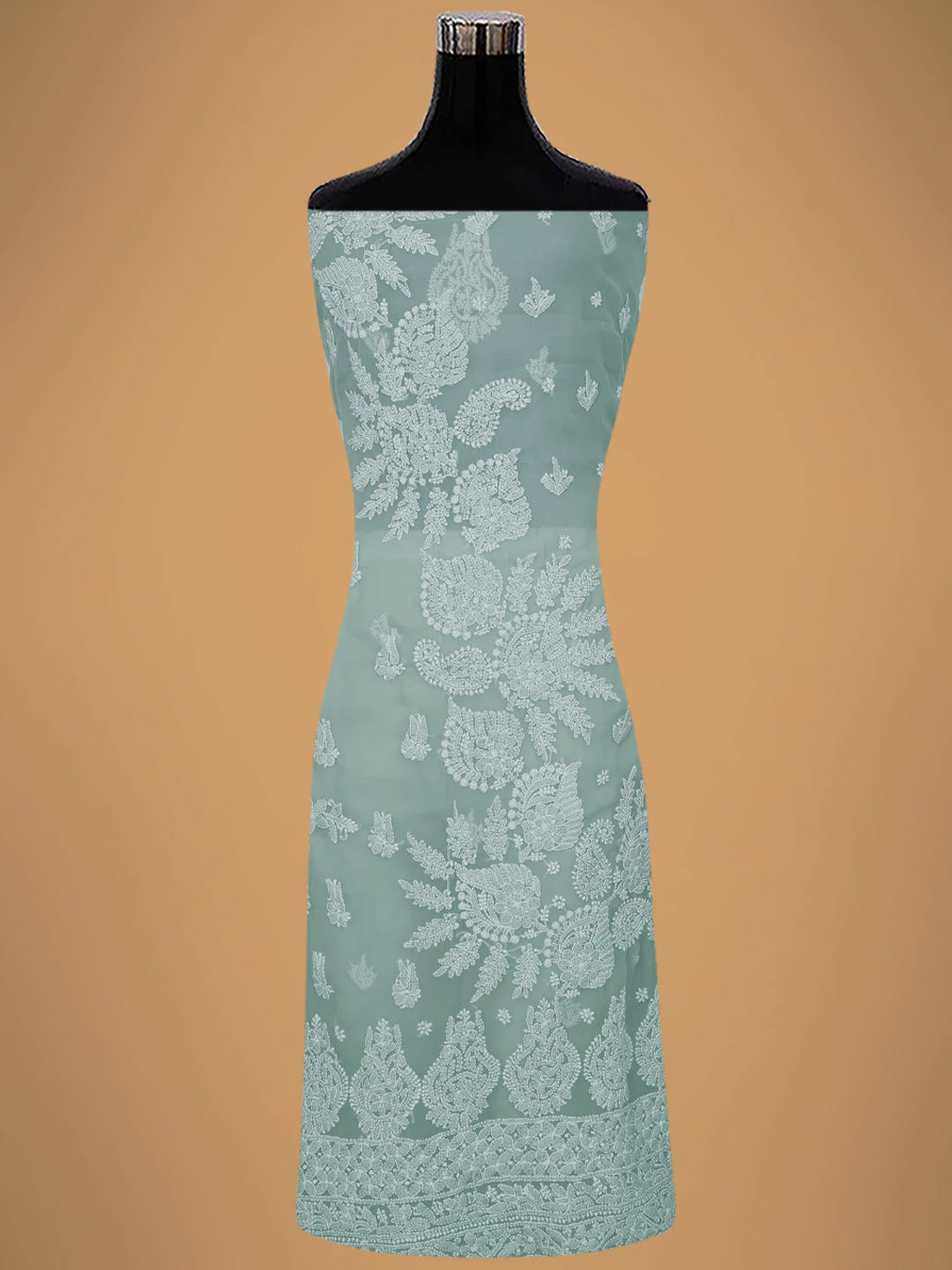 Ada Hand Embroidered Grey Georgette Lucknowi Chikankari Unstitched Suit Piece 01A696605