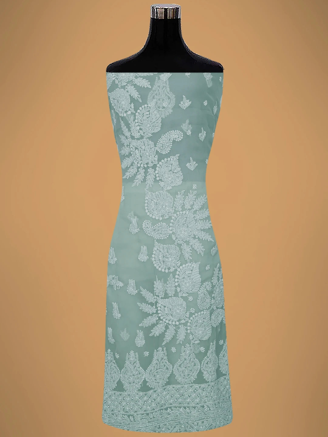 Ada Hand Embroidered Grey Georgette Lucknowi Chikankari Unstitched Suit Piece 01A696605