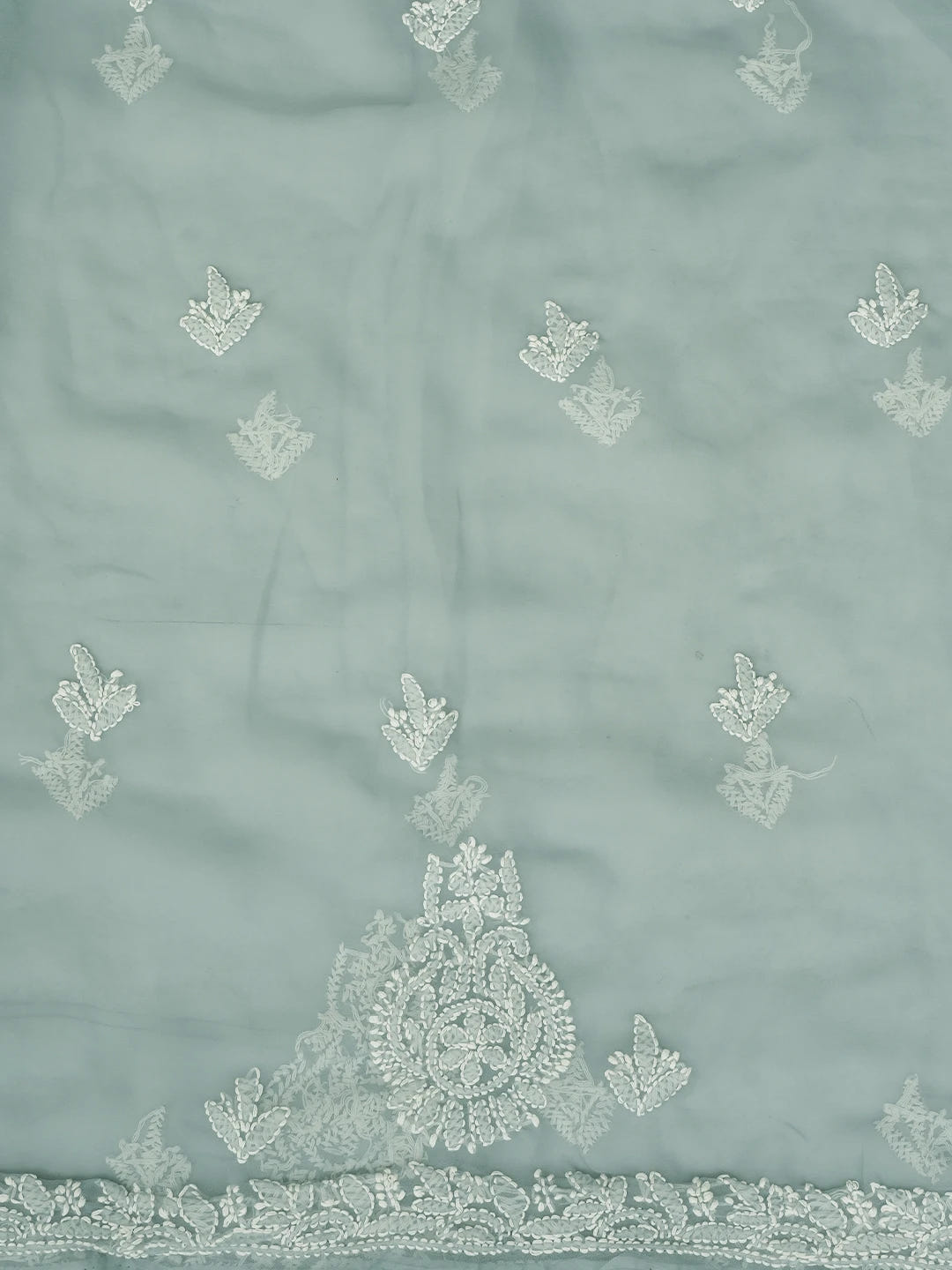 Ada Hand Embroidered Grey Georgette Lucknowi Chikankari Unstitched Suit Piece 01A696605