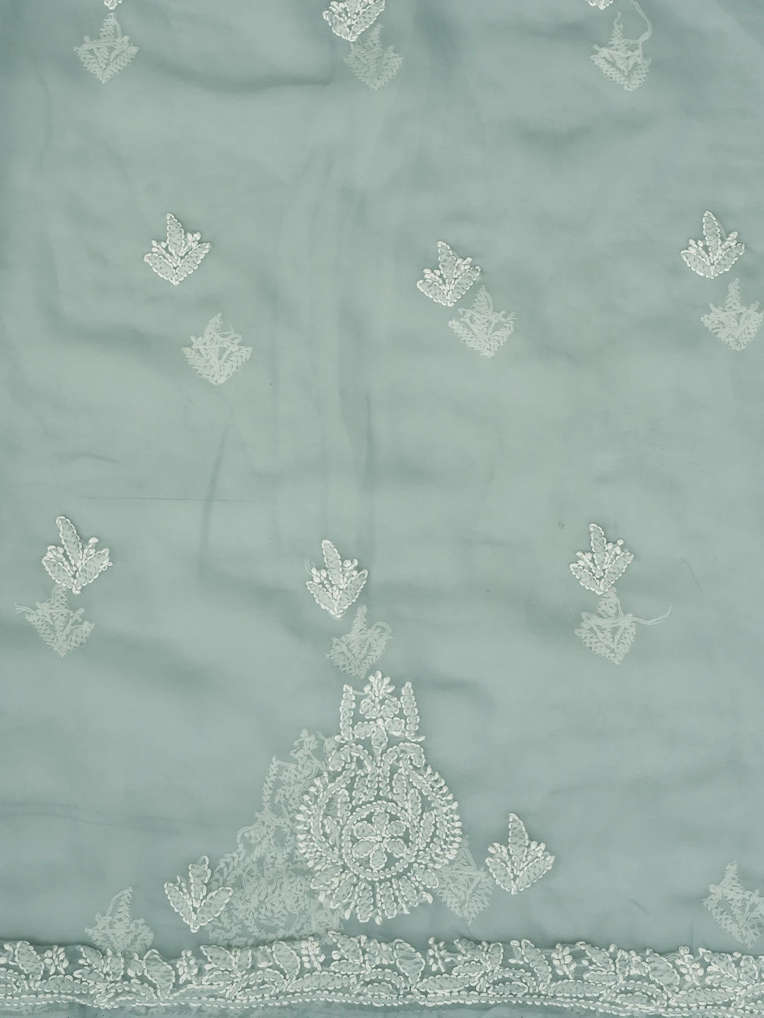 Ada Hand Embroidered Grey Georgette Lucknowi Chikankari Unstitched Suit Piece 01A696605