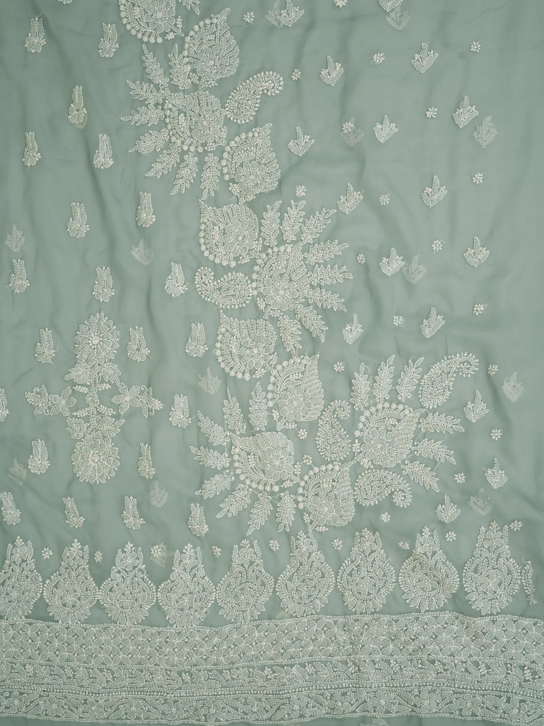 Ada Hand Embroidered Grey Georgette Lucknowi Chikankari Unstitched Suit Piece 01A696605