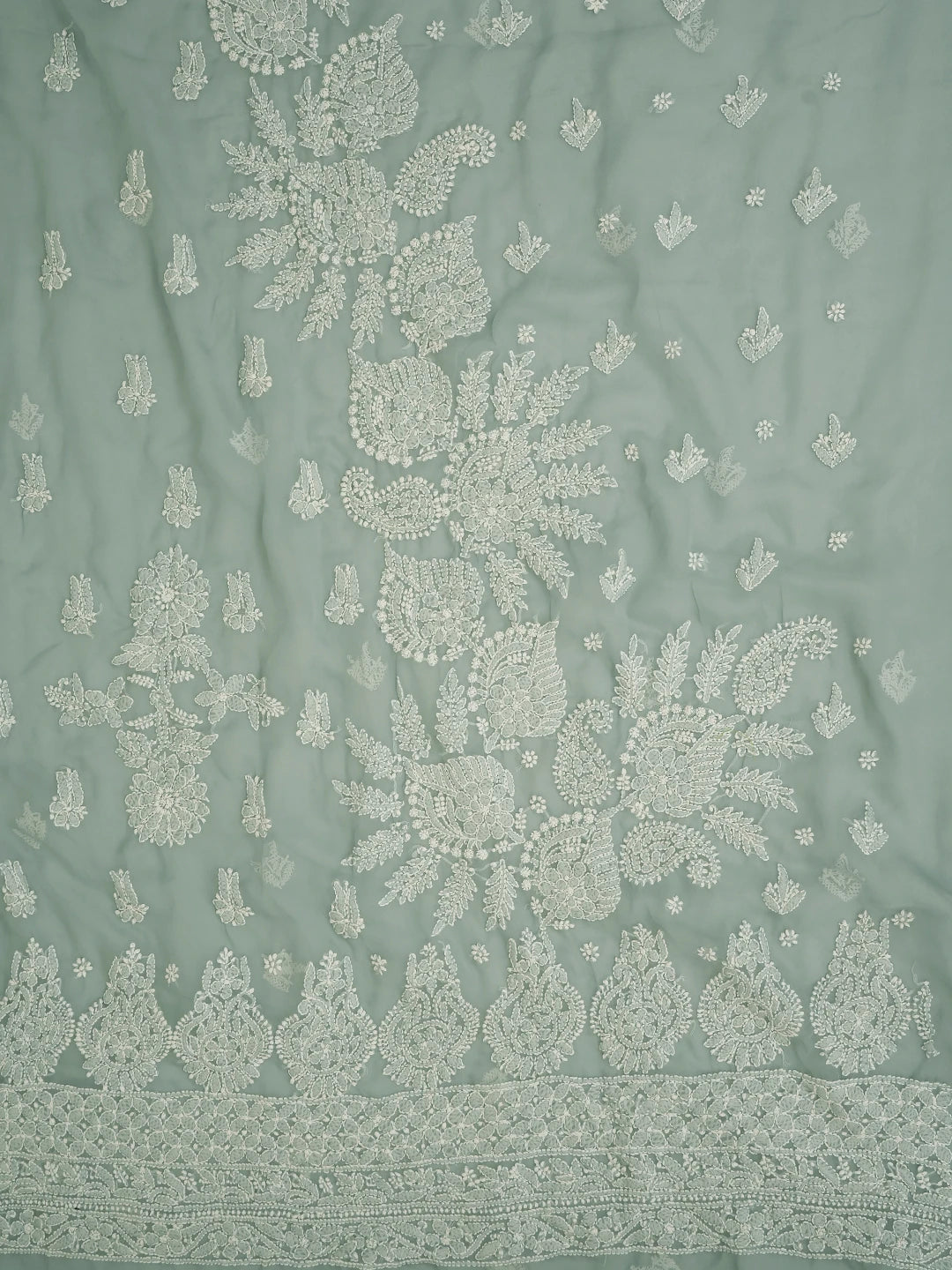 Ada Hand Embroidered Grey Georgette Lucknowi Chikankari Unstitched Suit Piece 01A696605
