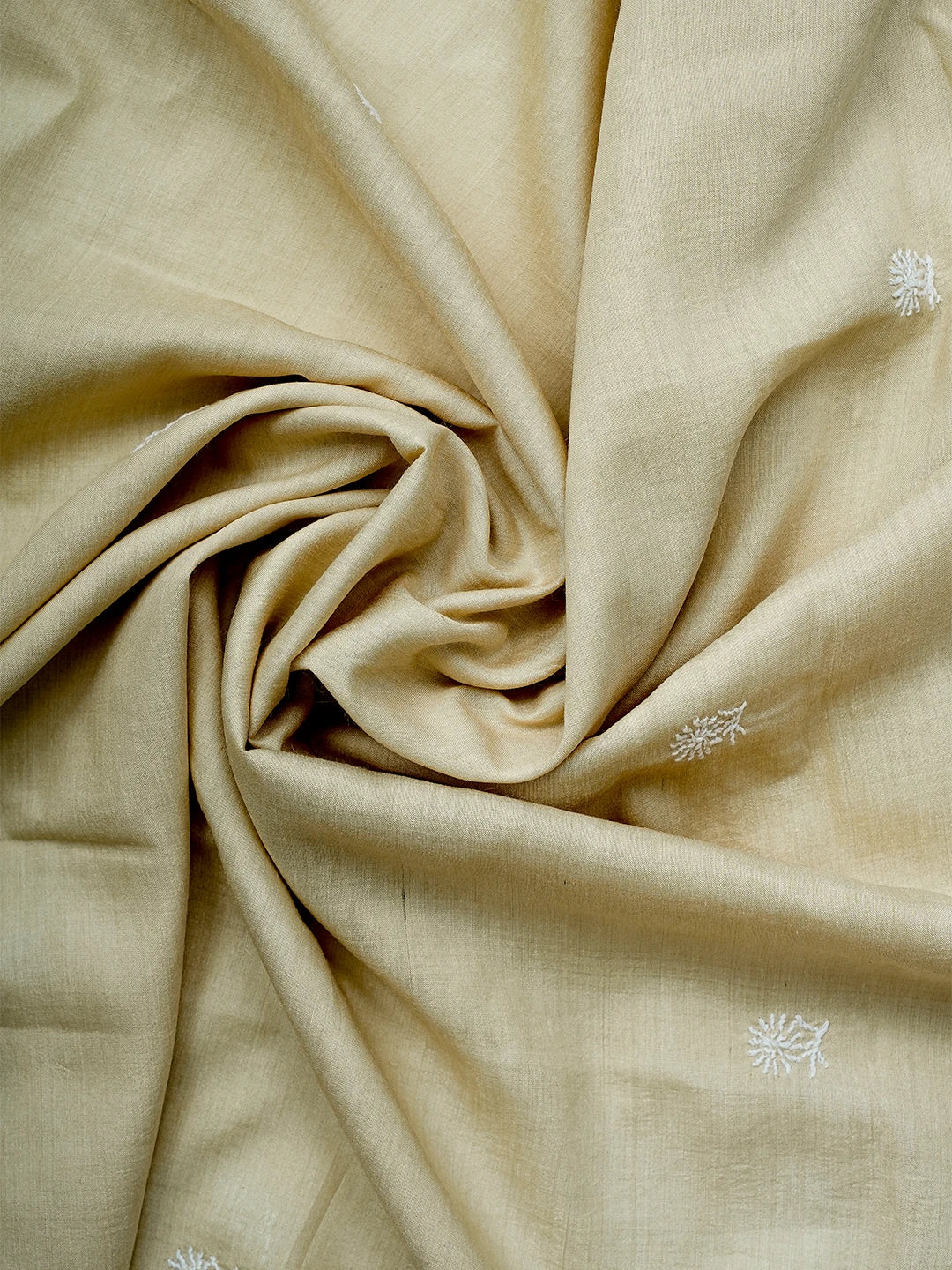 Ada Hand Embroidered Fawn Moonga Silk Lucknowi Chikankari Unstitched Kurta Dupatta Set 01A700332