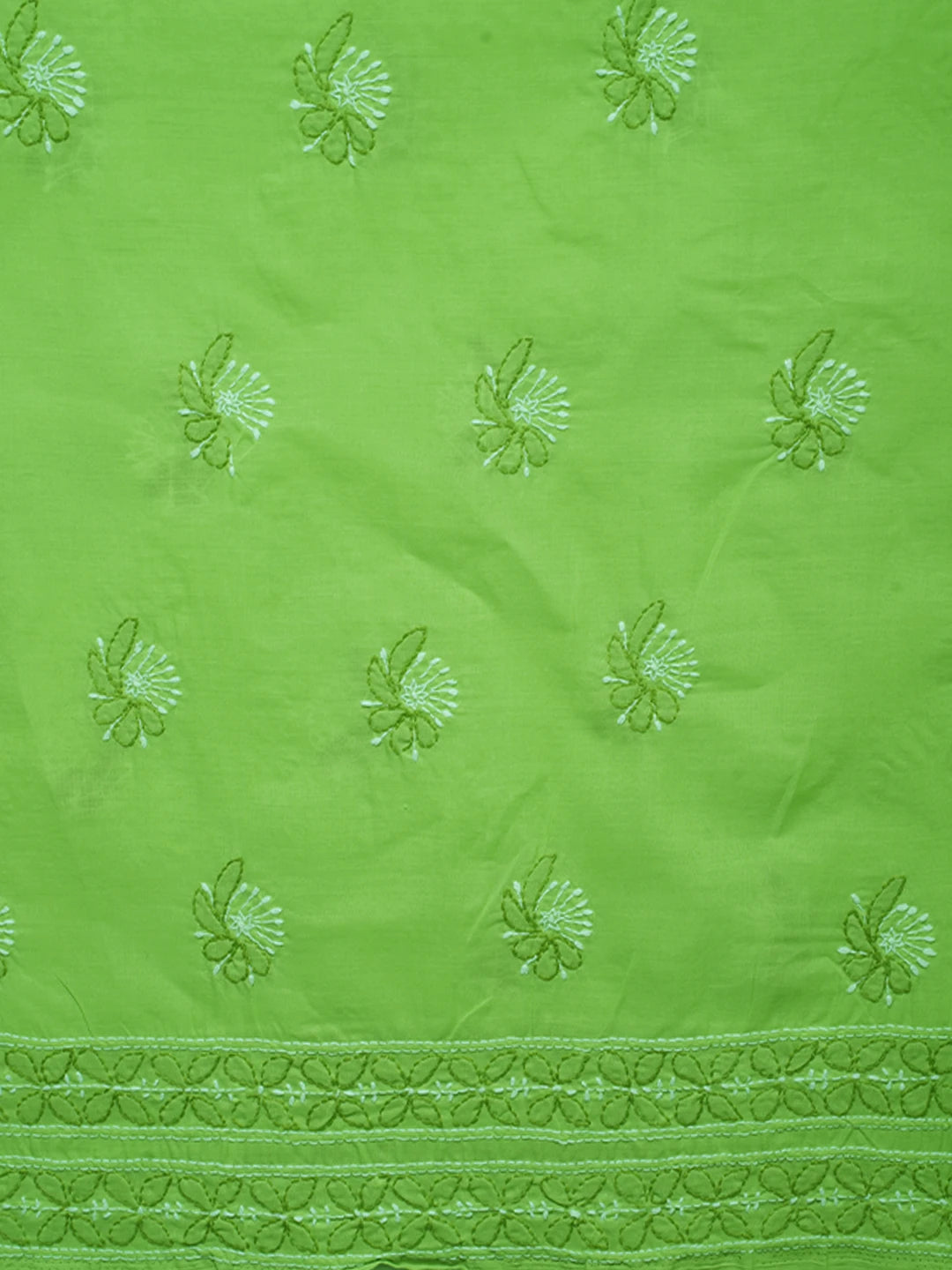 Ada Hand Embroidered Lime Green Cotton Lucknowi Chikankari Unstitched Suit Piece 01A705370