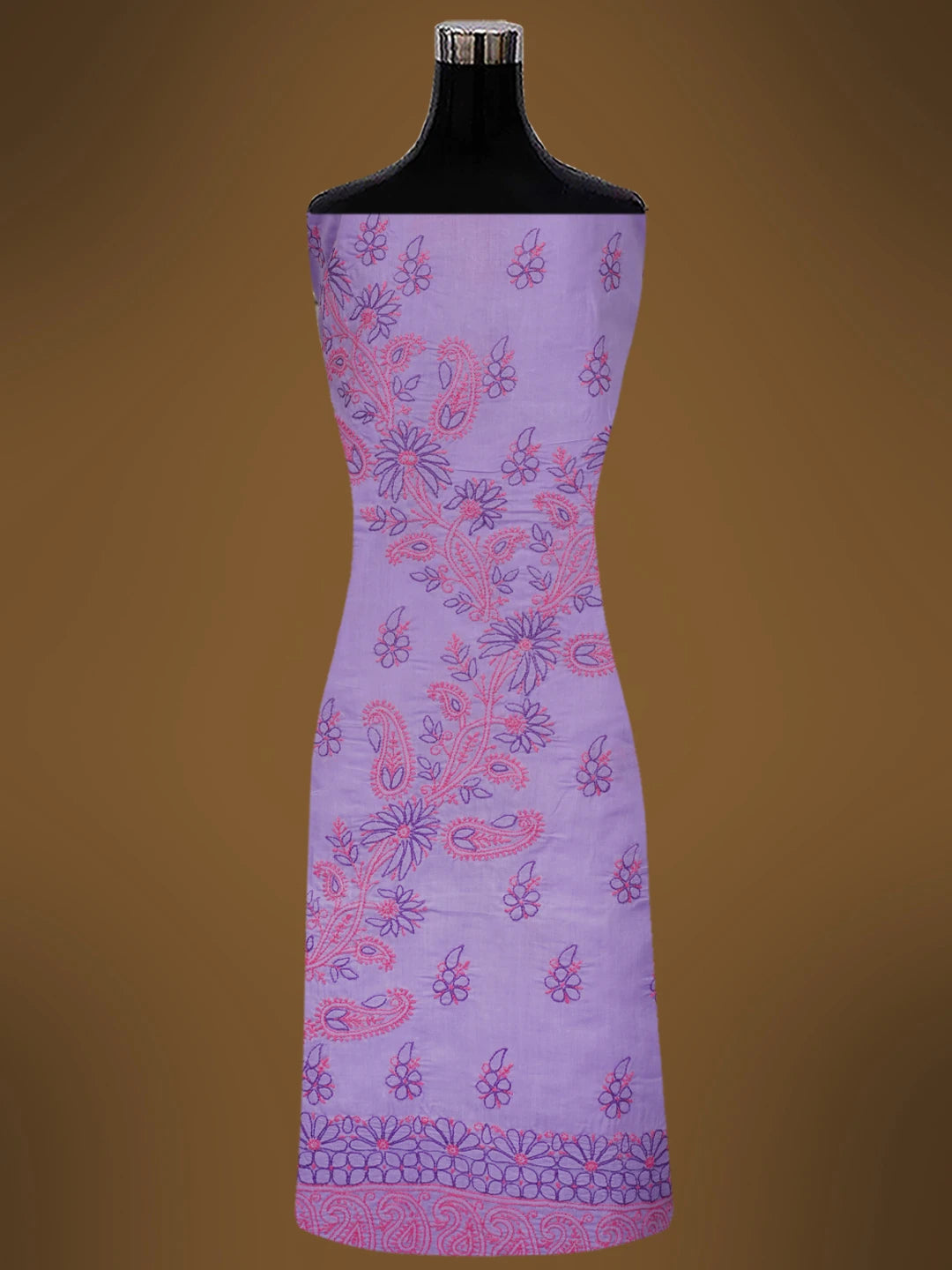 Ada Hand Embroidered Mauve Cotton Lucknowi Chikankari Unstitched Suit Piece 01A705371