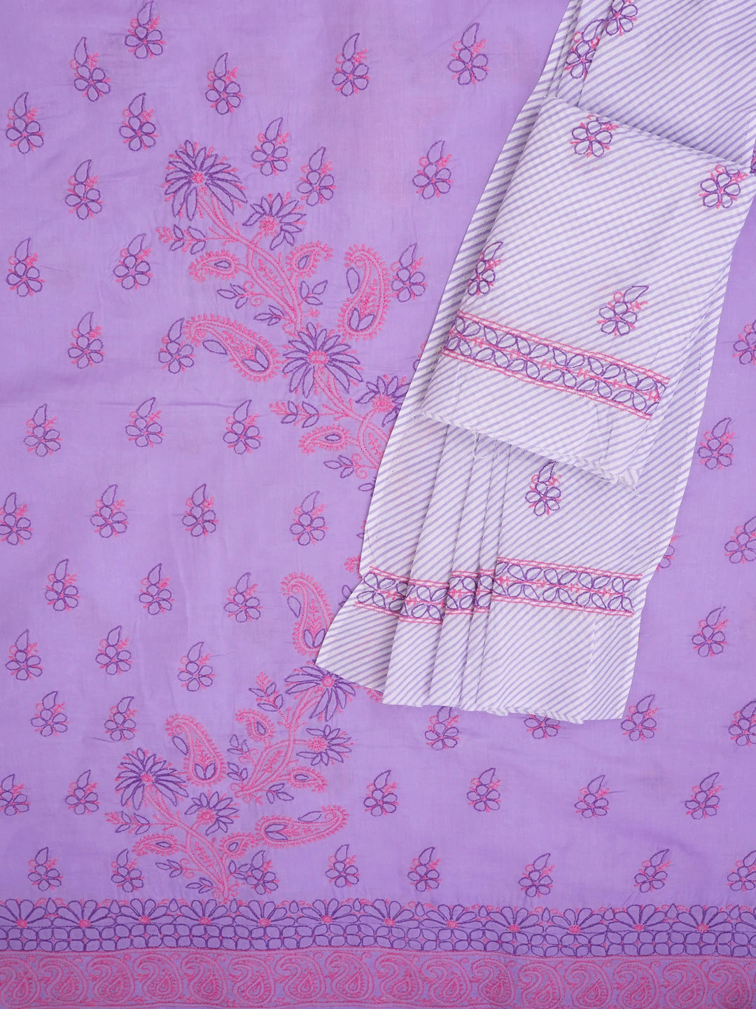 Ada Hand Embroidered Mauve Cotton Lucknowi Chikankari Unstitched Suit Piece 01A705371