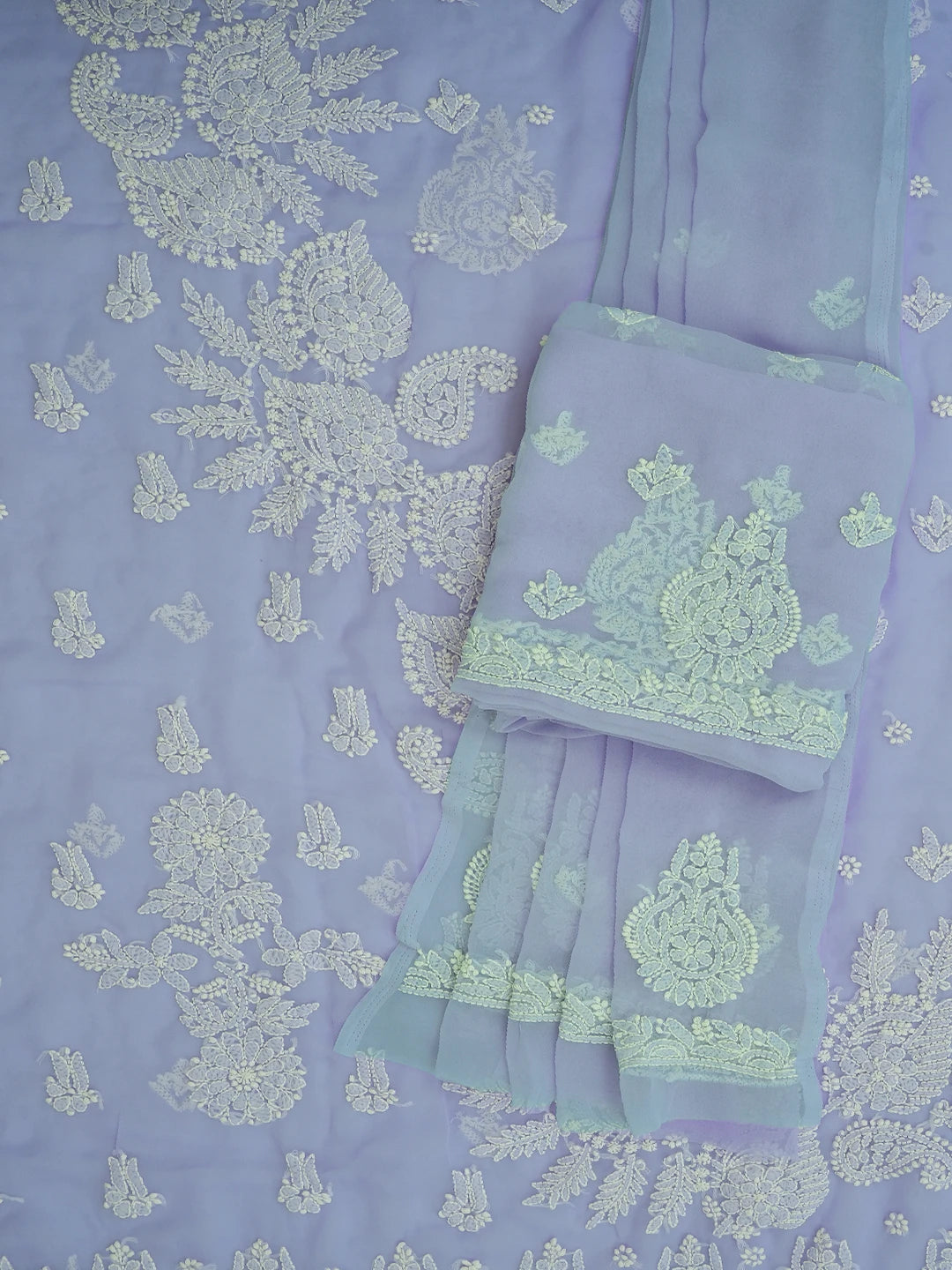 Ada Hand Embroidered Mauve Georgette Lucknowi Chikankari Unstitched Suit Piece 01A696608