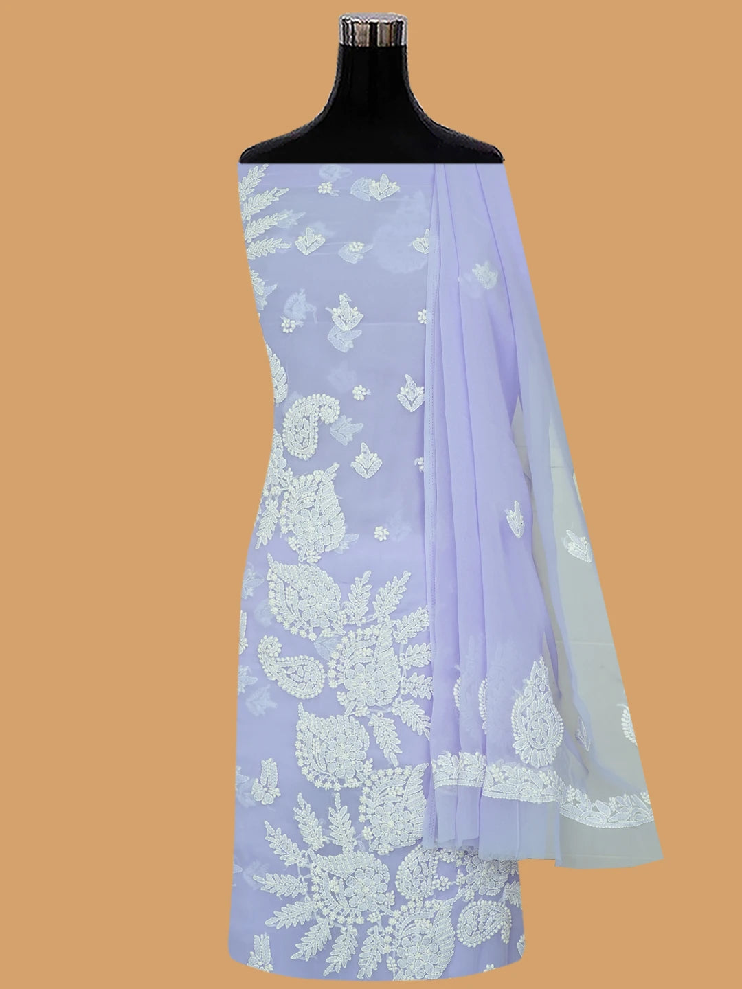 Ada Hand Embroidered Mauve Georgette Lucknowi Chikankari Unstitched Suit Piece 01A696608