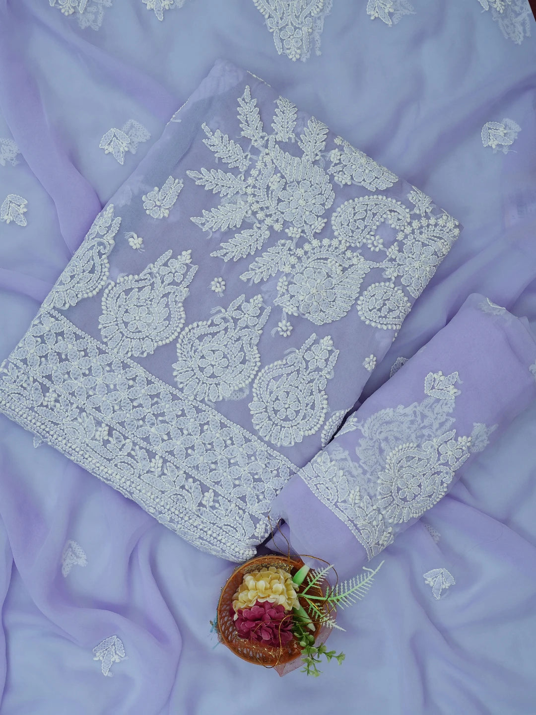 Ada Hand Embroidered Mauve Georgette Lucknowi Chikankari Unstitched Suit Piece 01A696608
