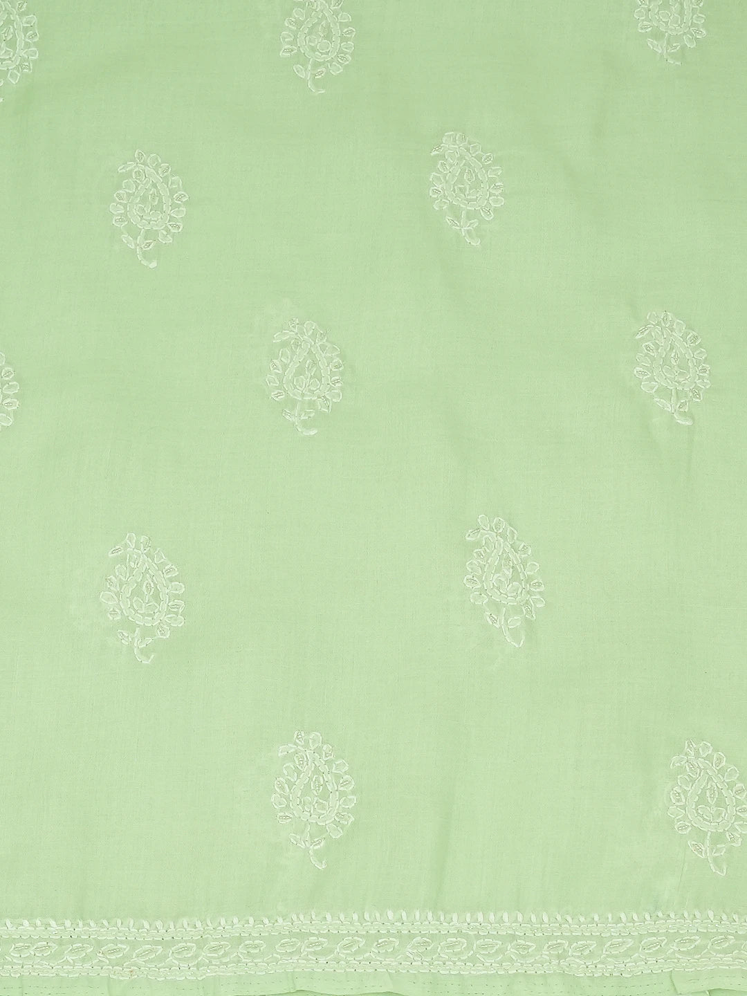 Ada Hand Embroidered Light Green Cotton Lucknowi Chikankari Unstitched Suit Piece With Cutdana Work 01A677009