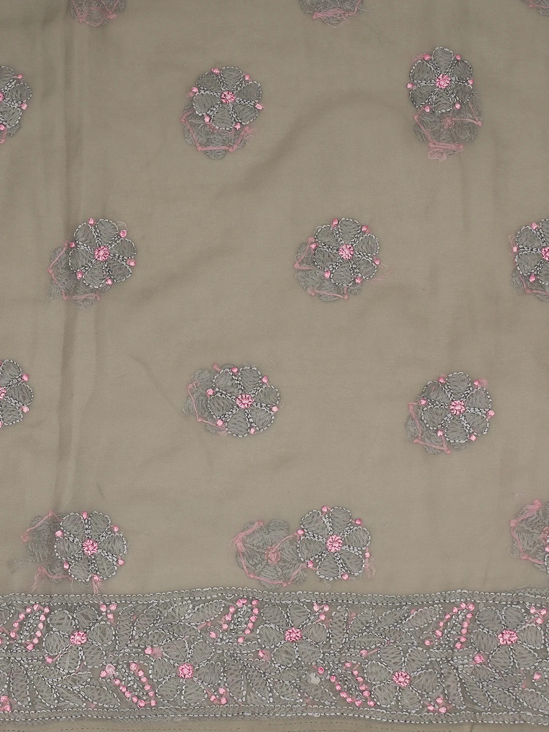 Ada Hand Embroidered Grey Georgette Lucknowi Chikankari Unstitched Suit Piece 01A707996