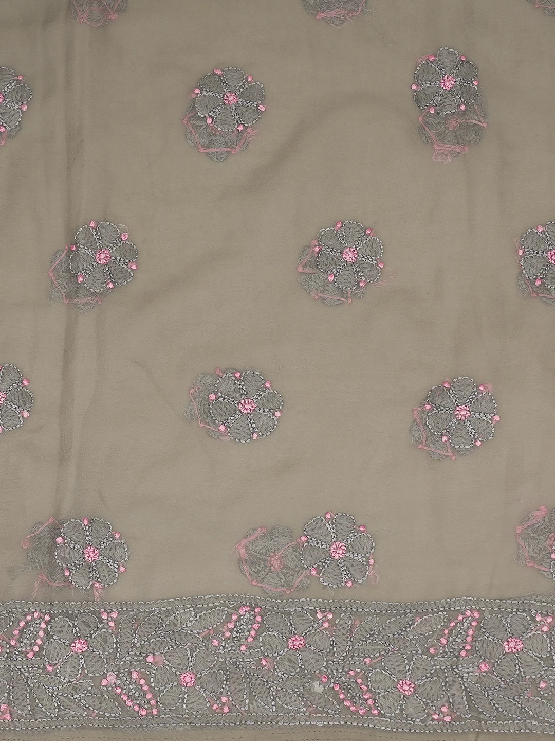 Ada Hand Embroidered Grey Georgette Lucknowi Chikankari Unstitched Suit Piece 01A707996