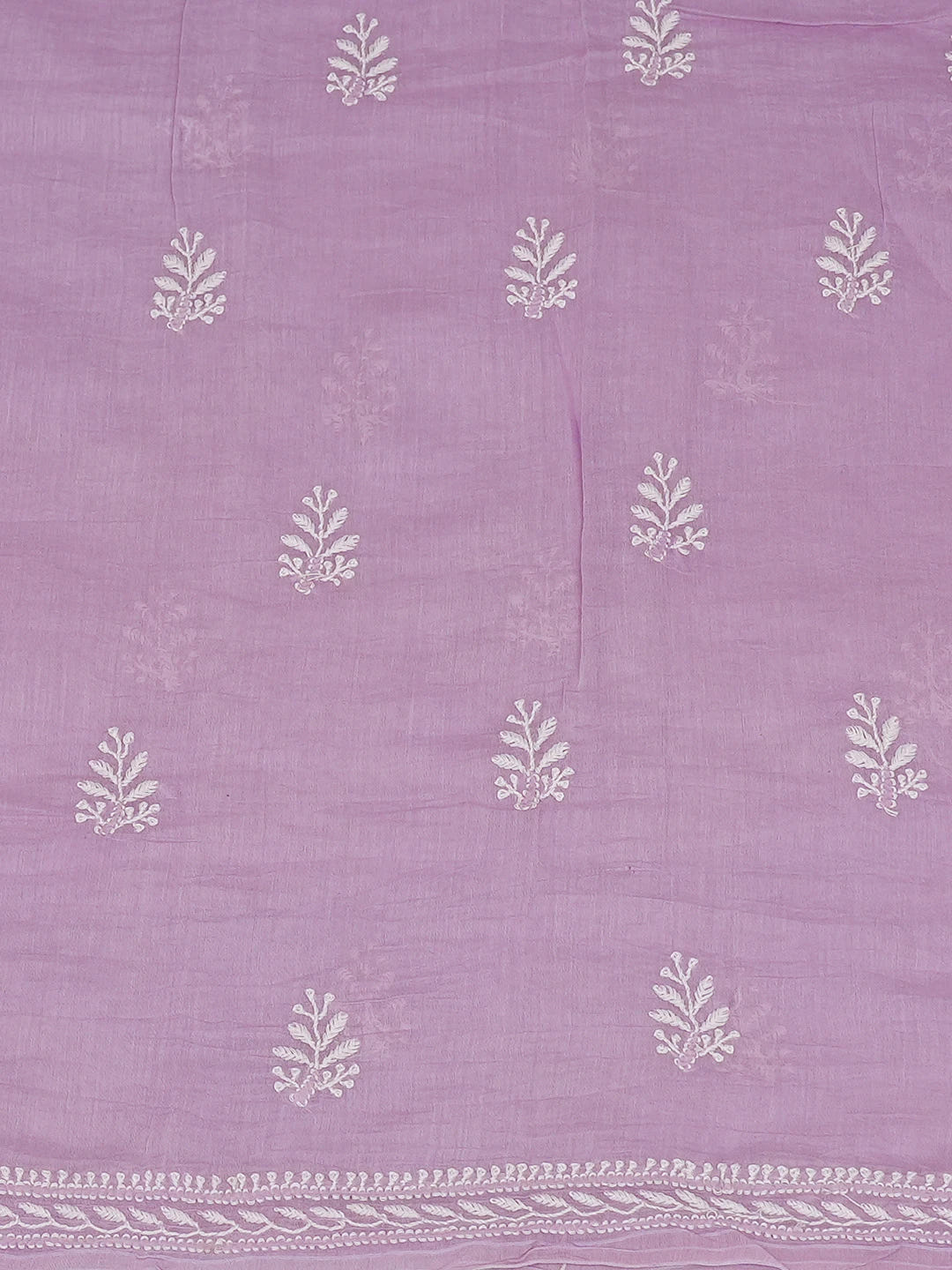 Ada Hand Embroidered Mauve Chanderi Lucknowi Chikankari Unstitched Kurta Dupatta Set 01A665683