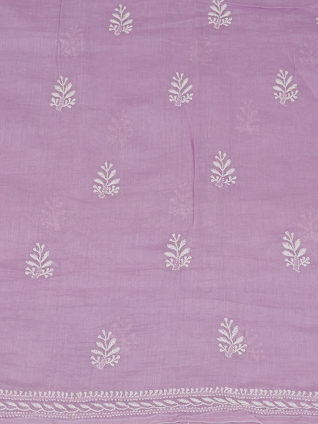 Ada Hand Embroidered Mauve Chanderi Lucknowi Chikankari Unstitched Kurta Dupatta Set 01A665683