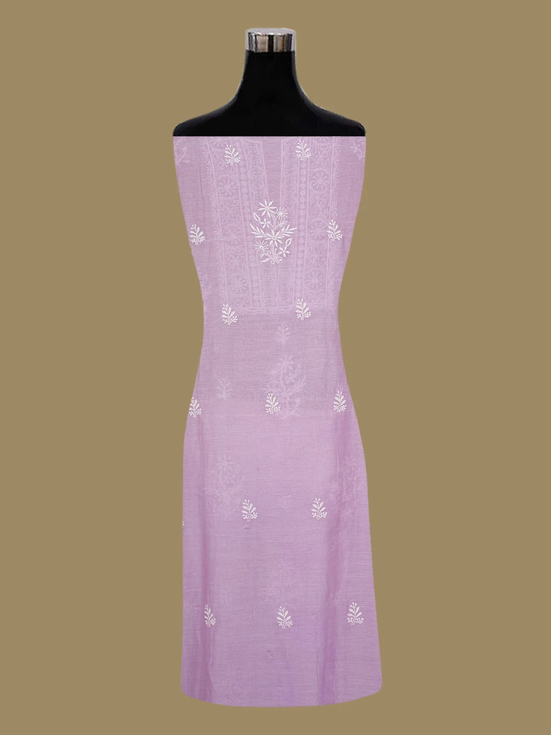 Ada Hand Embroidered Mauve Chanderi Lucknowi Chikankari Unstitched Kurta Dupatta Set 01A665683