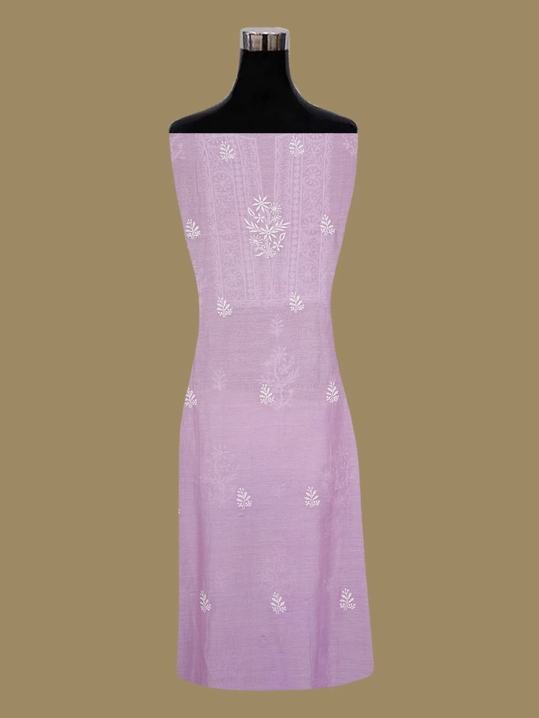 Ada Hand Embroidered Mauve Chanderi Lucknowi Chikankari Unstitched Kurta Dupatta Set 01A665683
