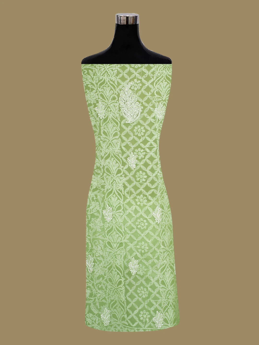 Ada Hand Embroidered Green Georgette Lucknowi Chikankari Unstitched Suit Piece 01A708002