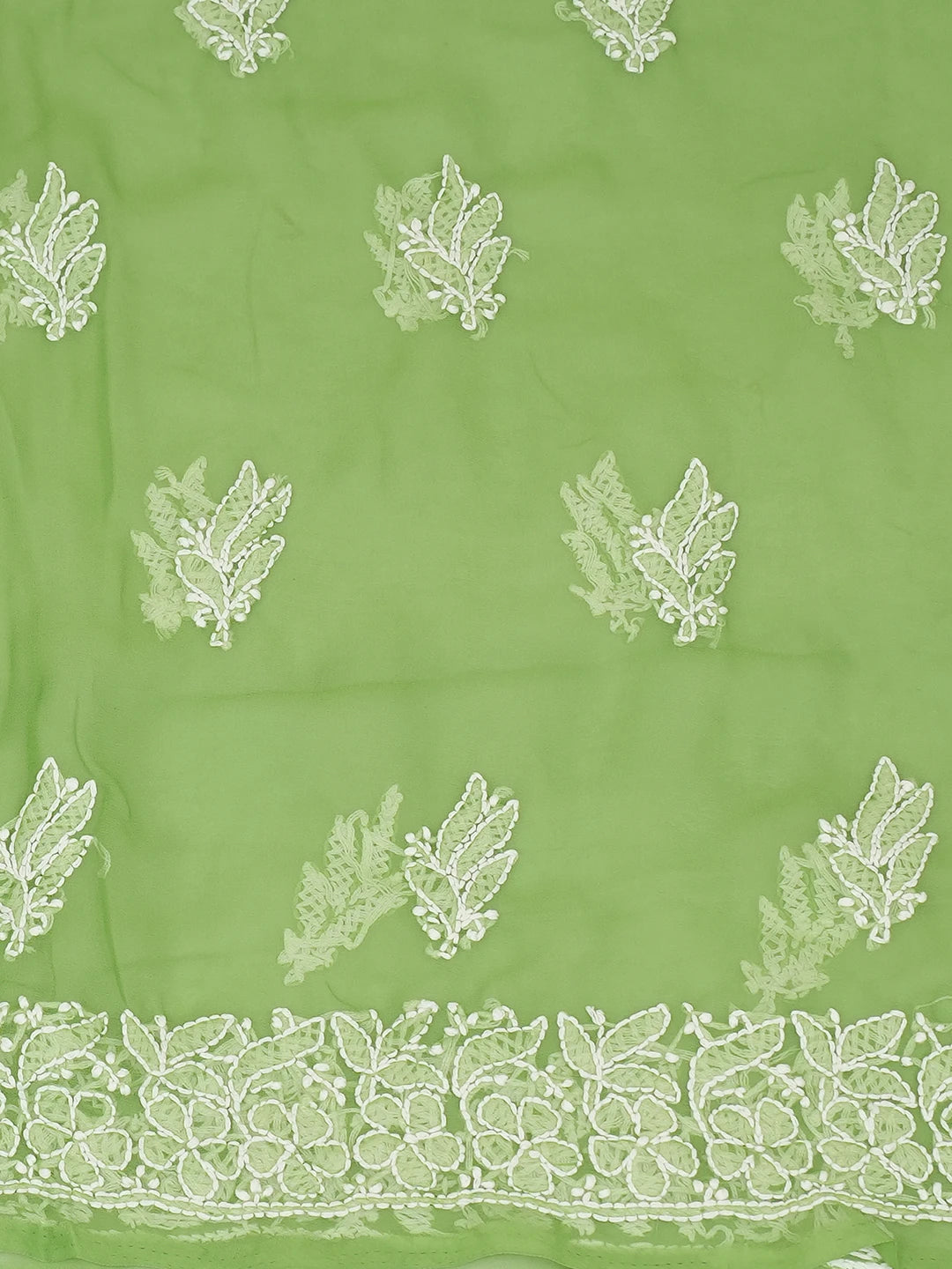 Ada Hand Embroidered Green Georgette Lucknowi Chikankari Unstitched Suit Piece 01A708002