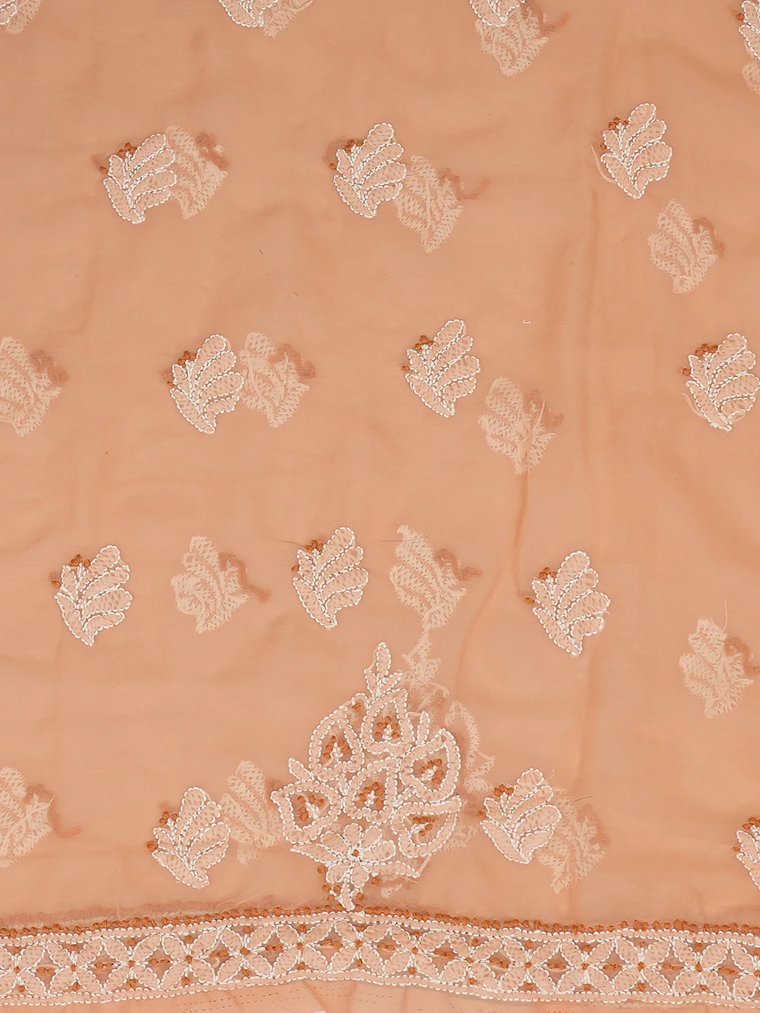 Ada Hand Embroidered Dusty Peach Georgette Lucknowi Chikankari Unstitched Suit Piece 01A707964