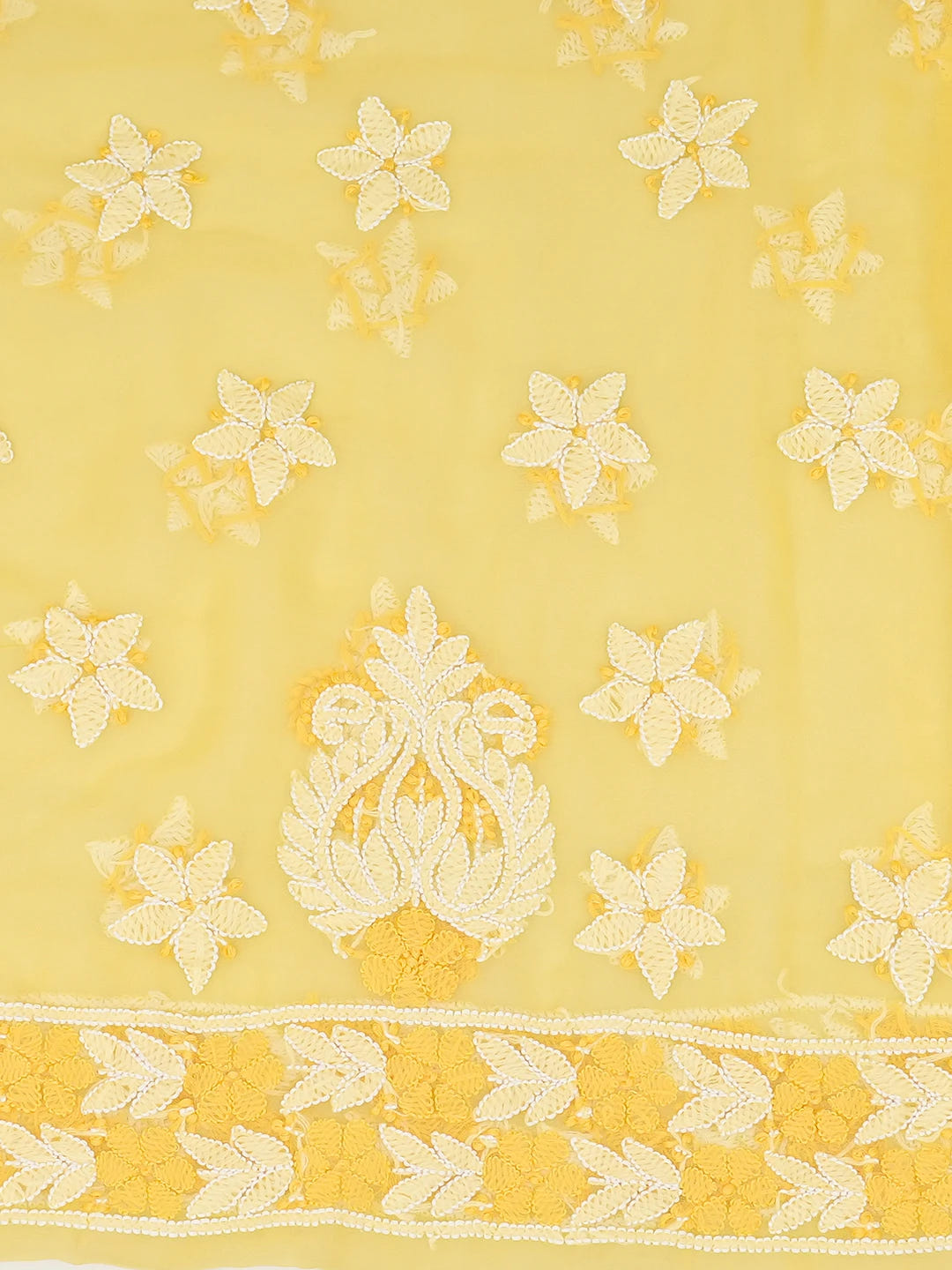 Ada Hand Embroidered Yellow Georgette Lucknowi Chikankari Unstitched Suit Piece 01A707976