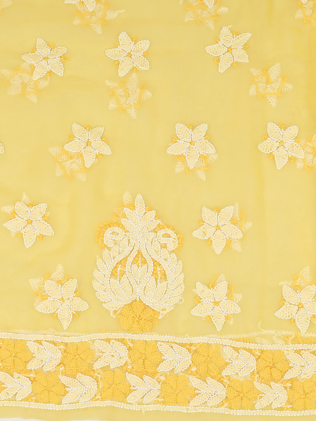 Ada Hand Embroidered Yellow Georgette Lucknowi Chikankari Unstitched Suit Piece 01A707976