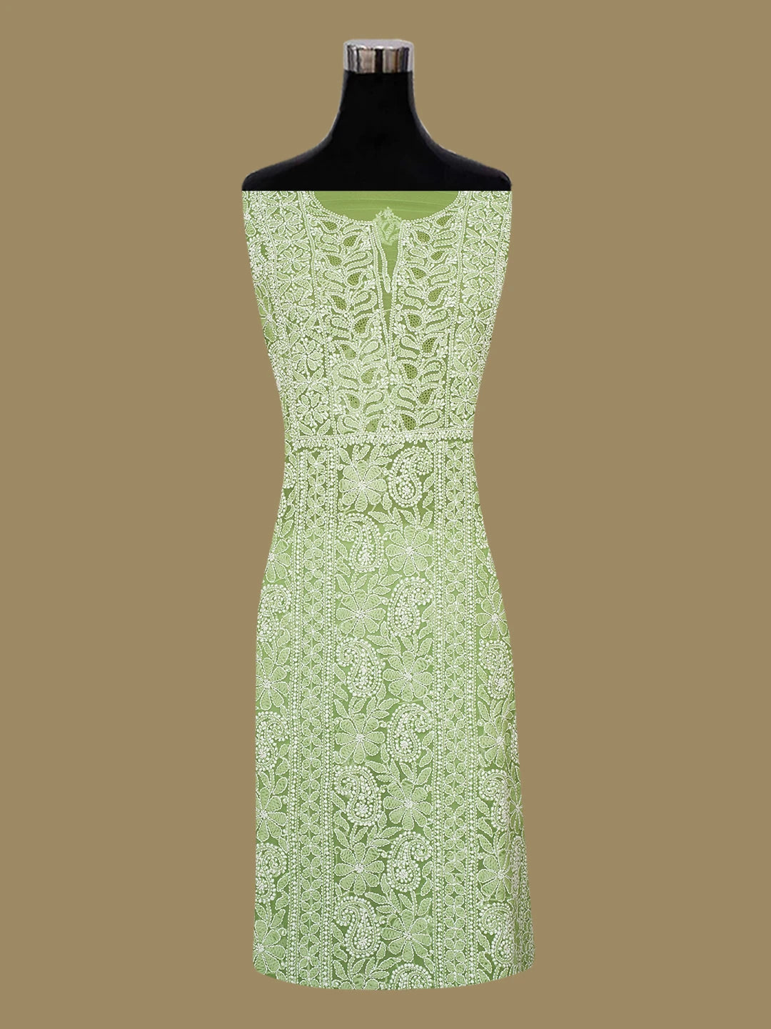 Ada Hand Embroidered Avacado Green Georgette Lucknowi Chikankari Unstitched Suit Piece 01A707959
