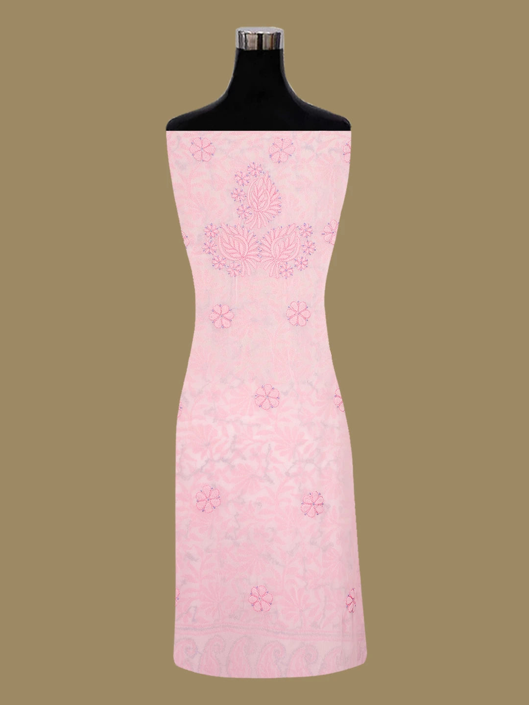 Ada Hand Embroidered Carnation Pink Georgette Lucknowi Chikankari Unstitched Suit Piece 01A707968