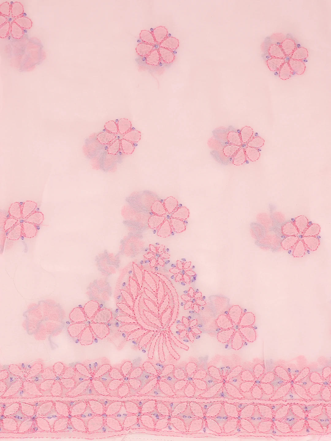 Ada Hand Embroidered Carnation Pink Georgette Lucknowi Chikankari Unstitched Suit Piece 01A707968