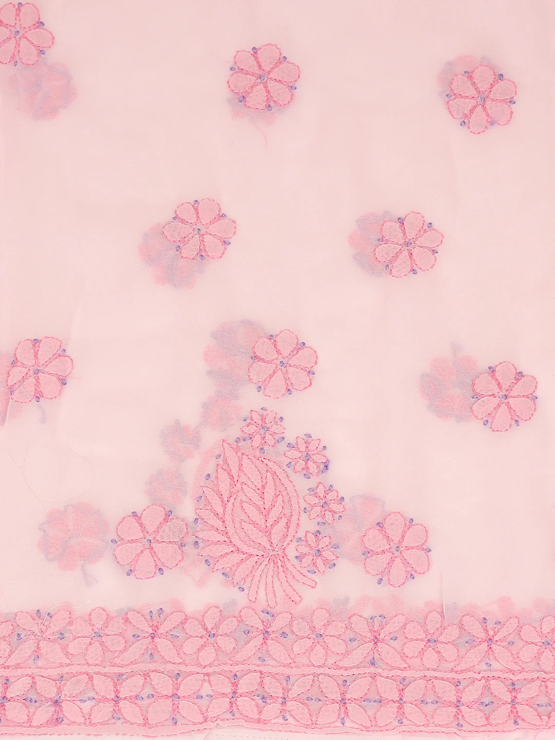 Ada Hand Embroidered Carnation Pink Georgette Lucknowi Chikankari Unstitched Suit Piece 01A707968